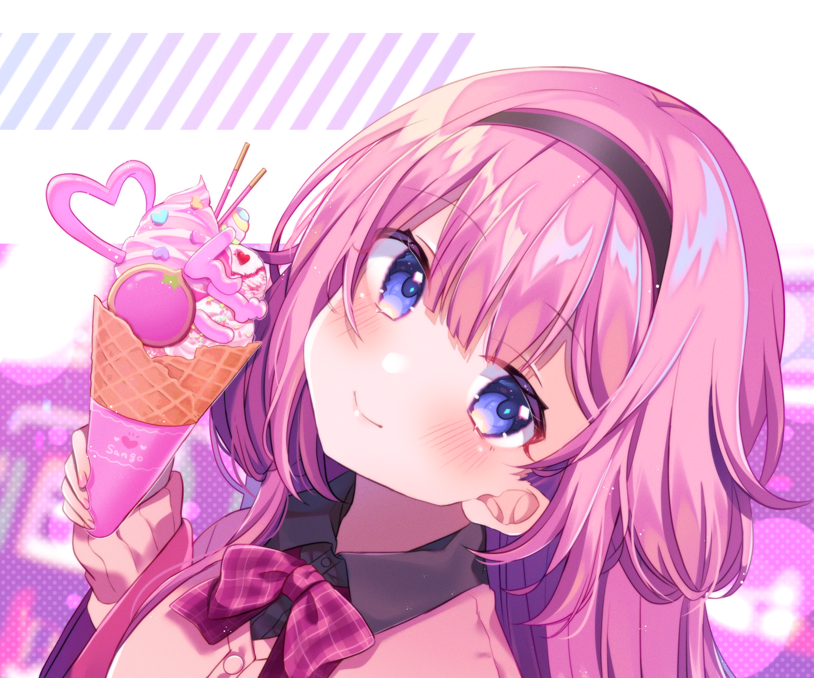 Suo Sango holding an ice cream cone HD Wallpaper