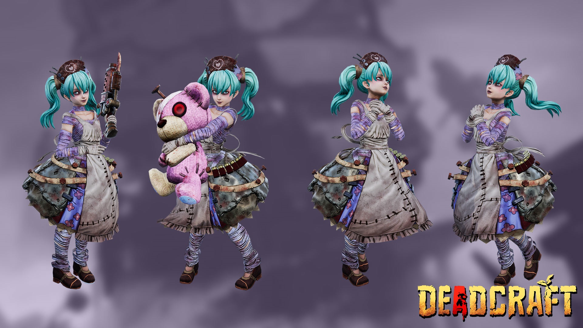 Deadcraft character with teddy bear and weapon HD Wallpaper