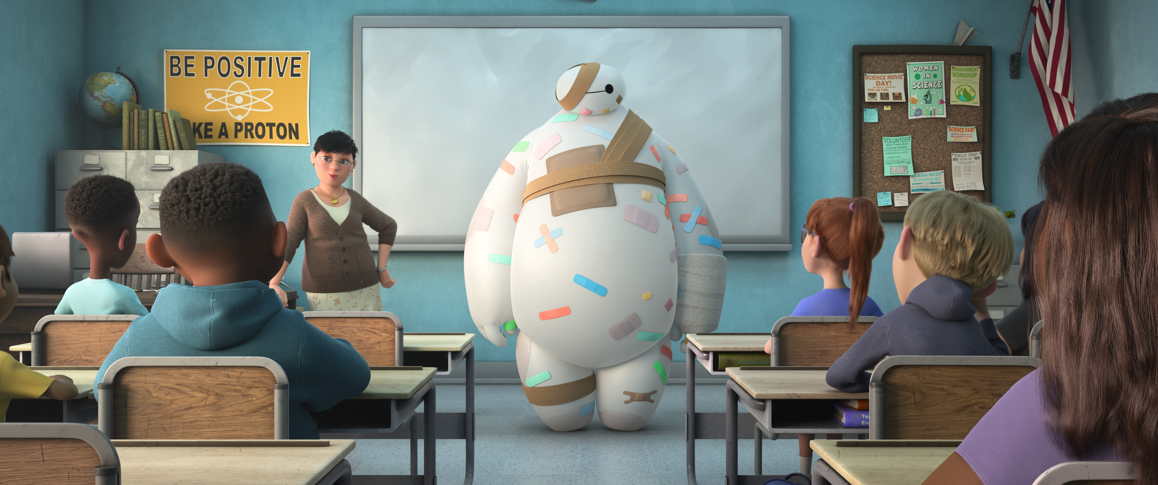 Baymax in a classroom with students and a teacher HD Wallpaper