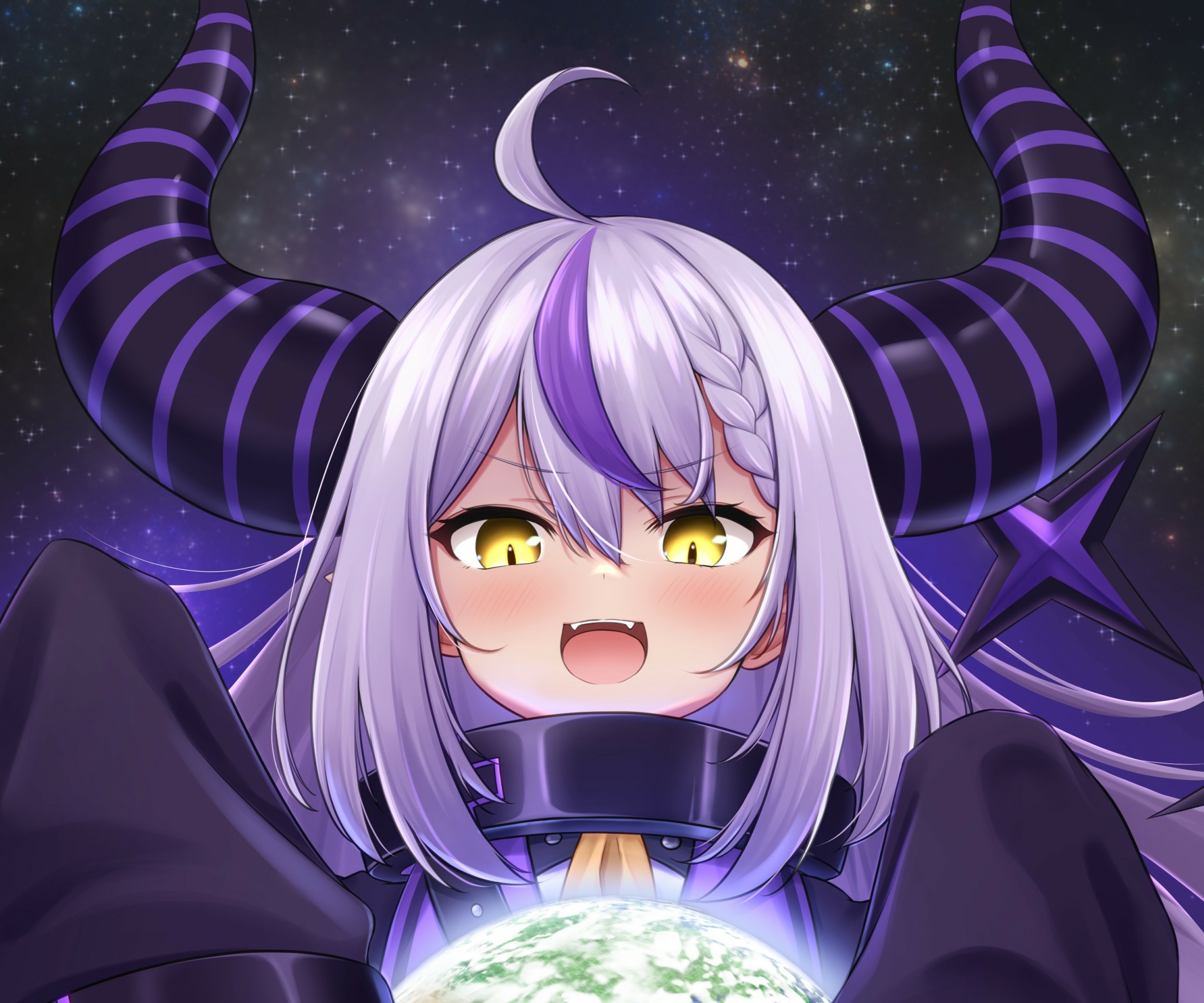 La+ Darknesss from Hololive holding a planet HD Wallpaper
