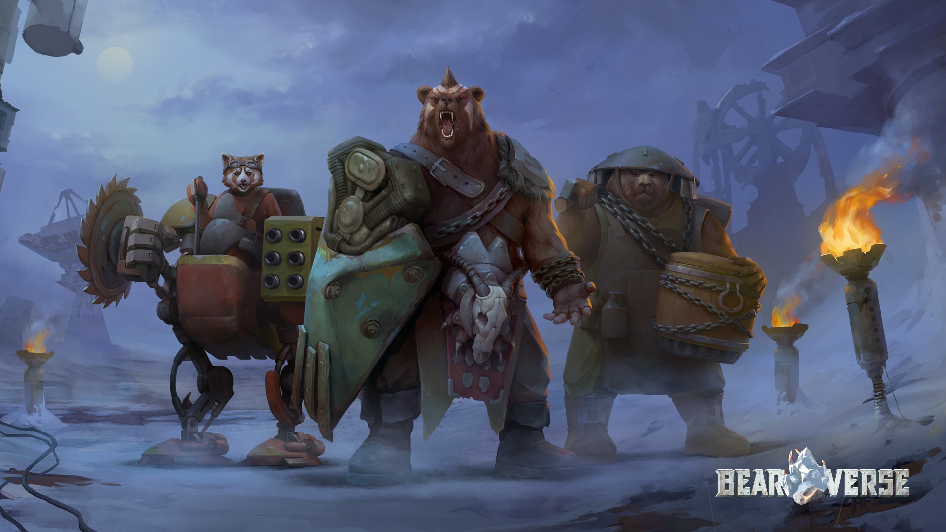 Bearverse characters in a snowy landscape HD Wallpaper