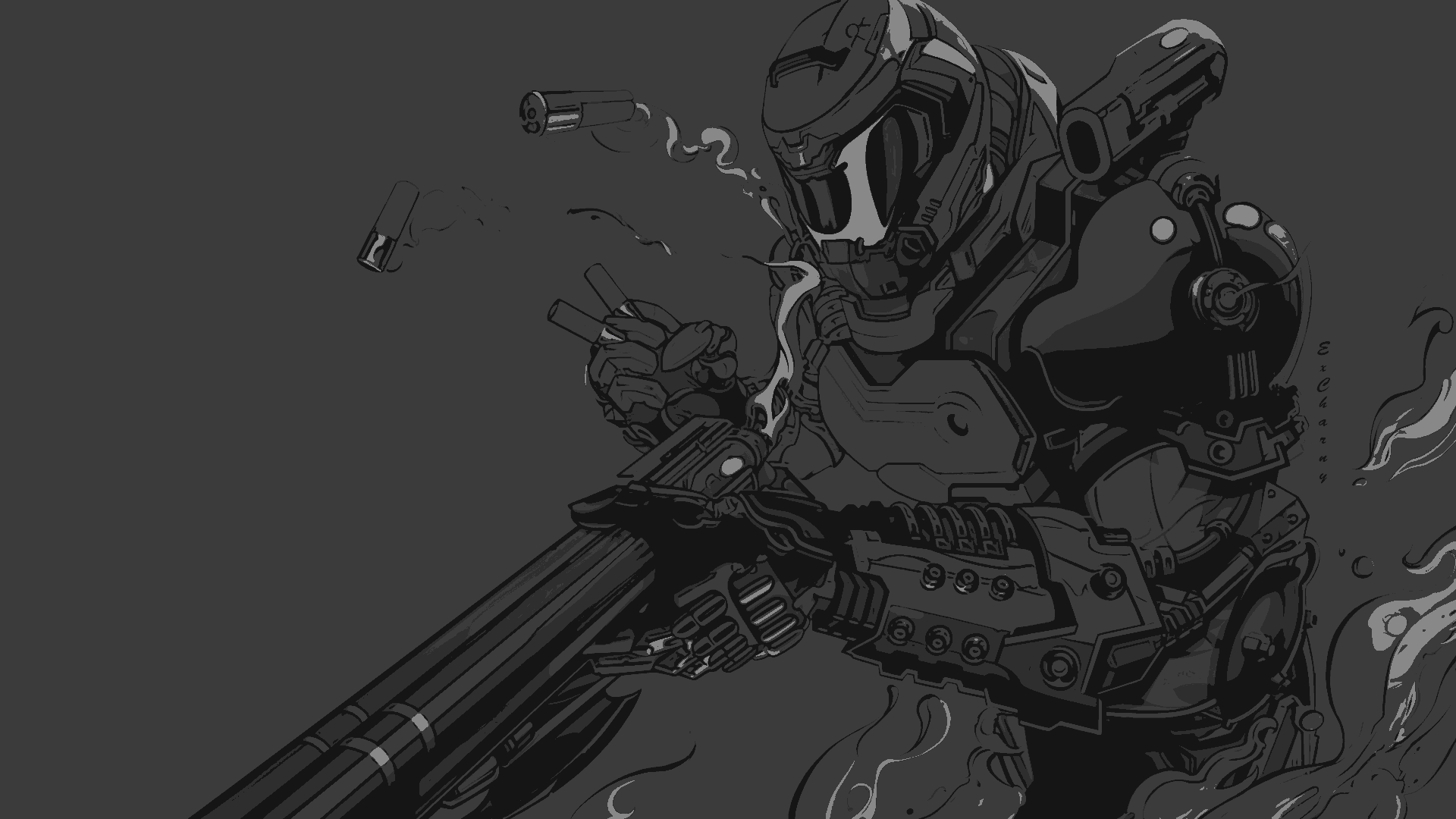 Doom Slayer with a large weapon HD Wallpaper