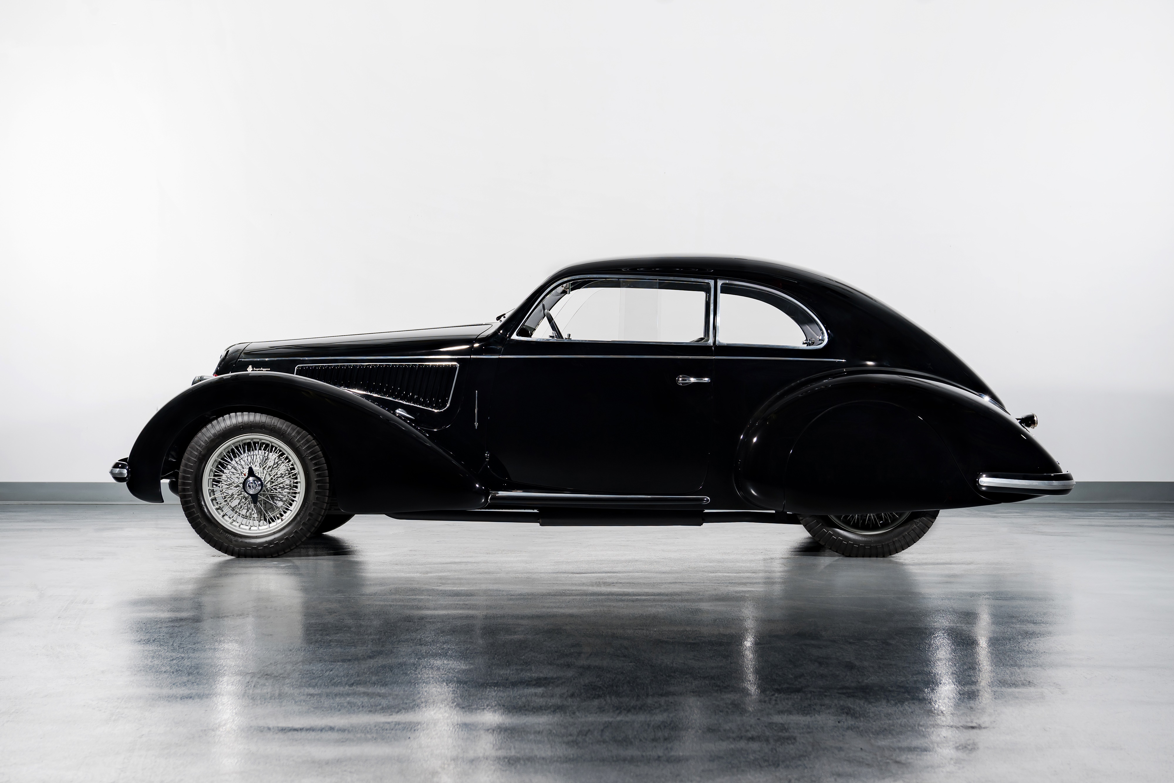 Black Alfa Romeo 6C 2300B Berlinetta Mille Miglia HD Wallpaper