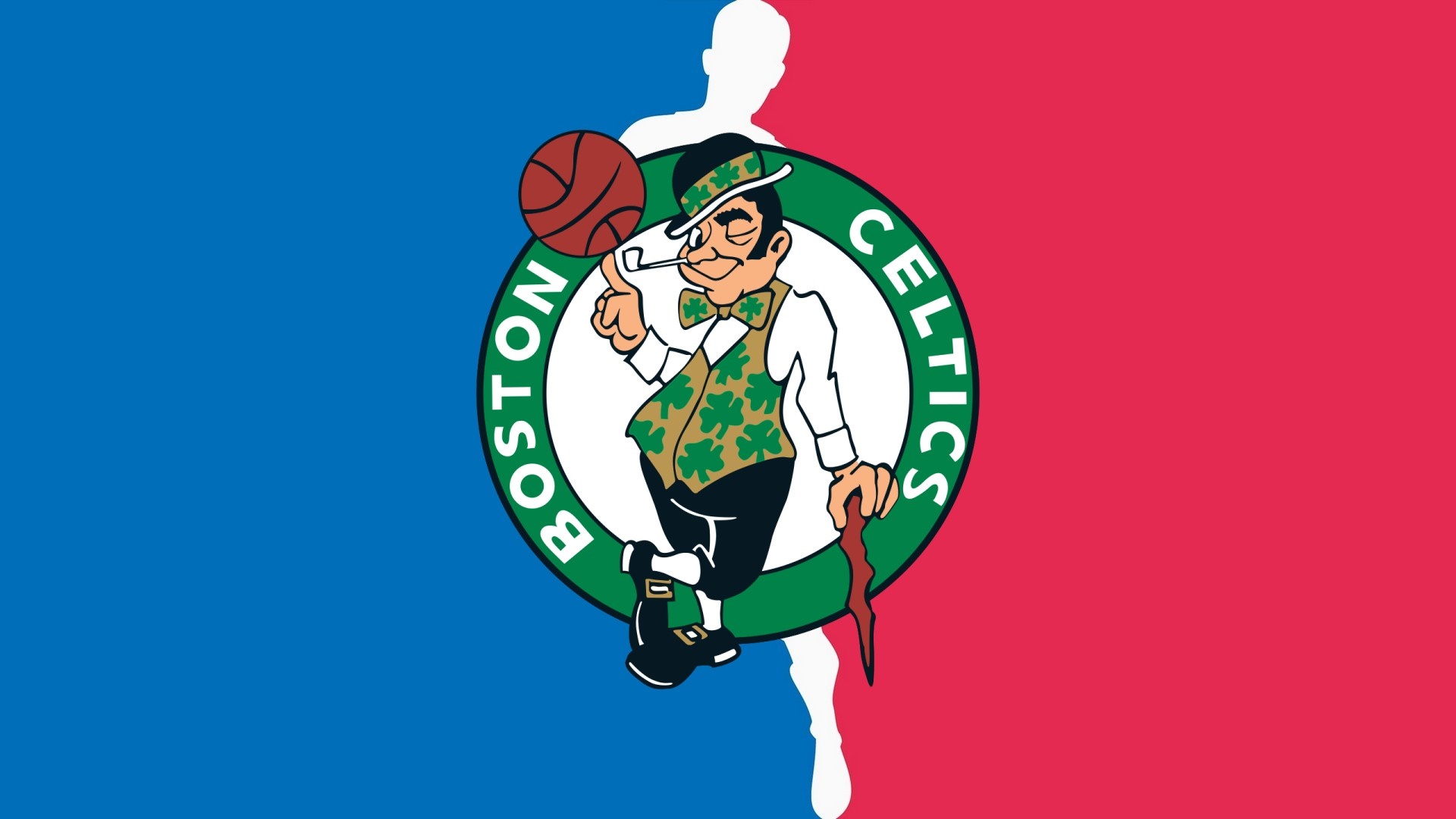 Boston Celtics logo with leprechaun and basketball player silhouette HD Wallpaper