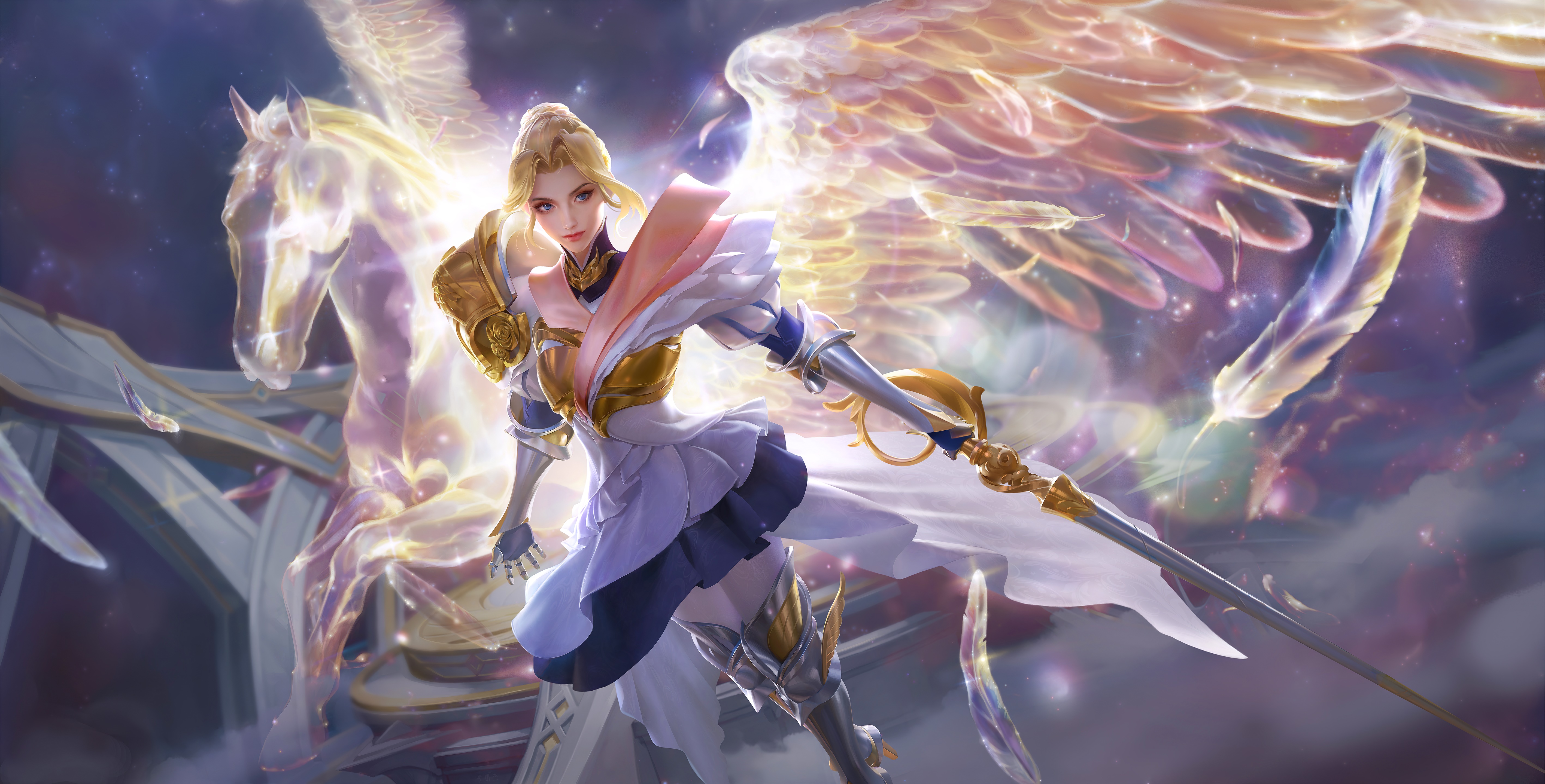 Angel Warrior with Pegasus from Honor of Kings 4K HD Wallpaper