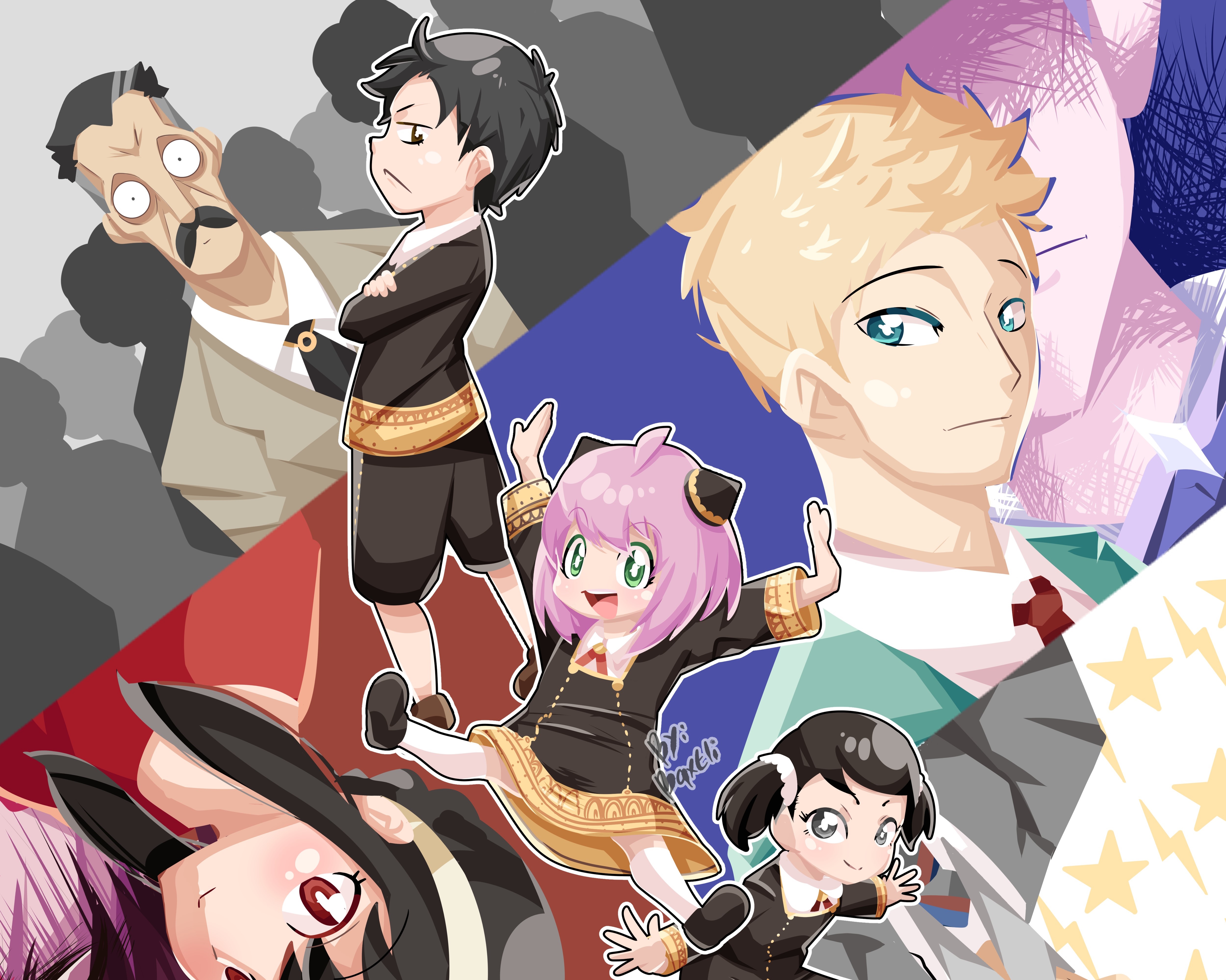 Spy X Family characters in anime art style HD Wallpaper