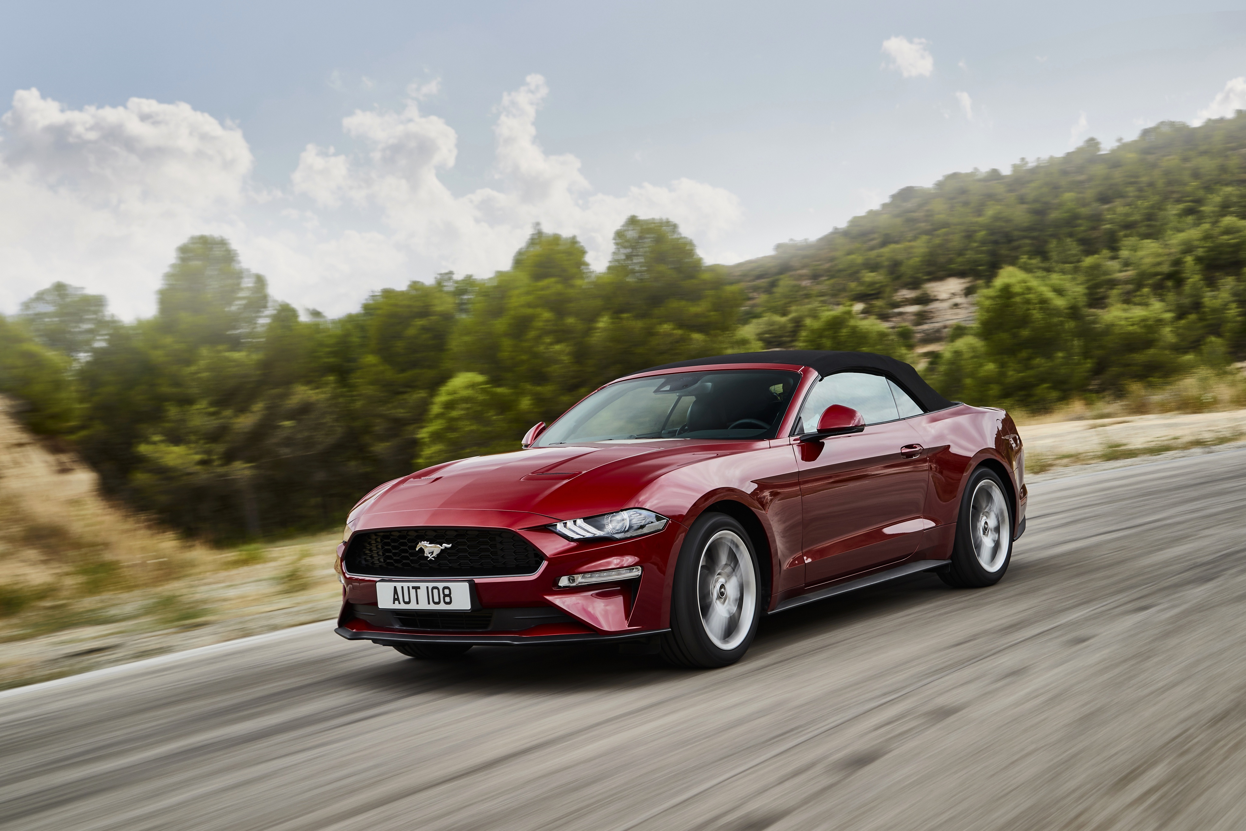 Red Ford Mustang Convertible on a Road HD Wallpaper
