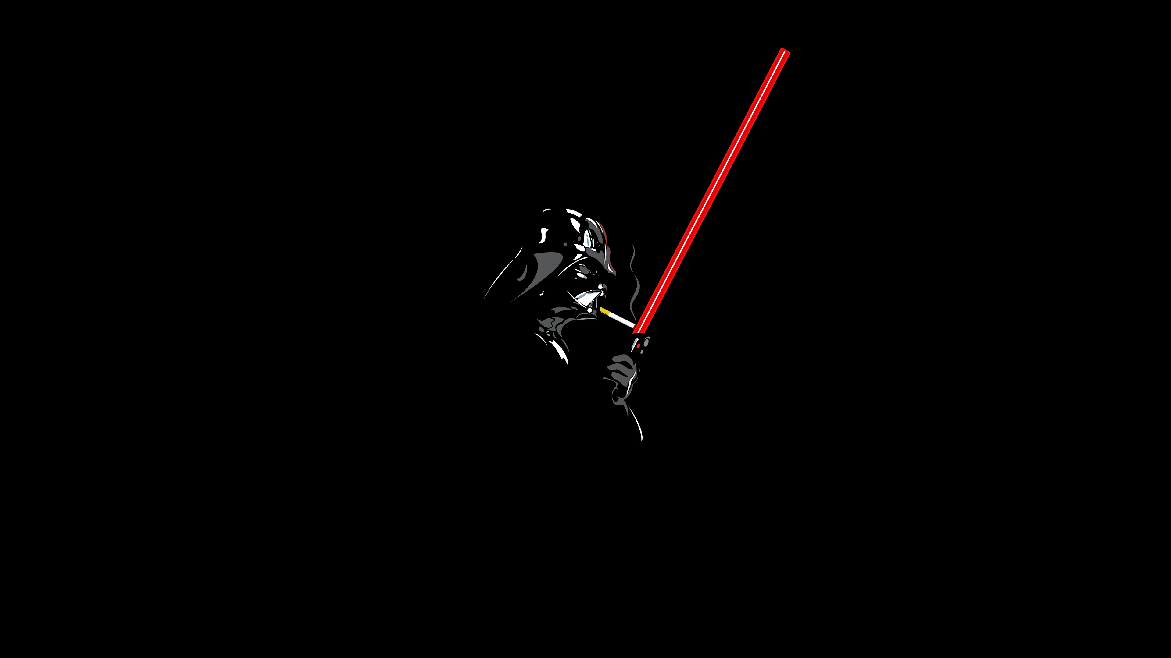 Darth Vader smoking a cigarette with a lightsaber HD Wallpaper