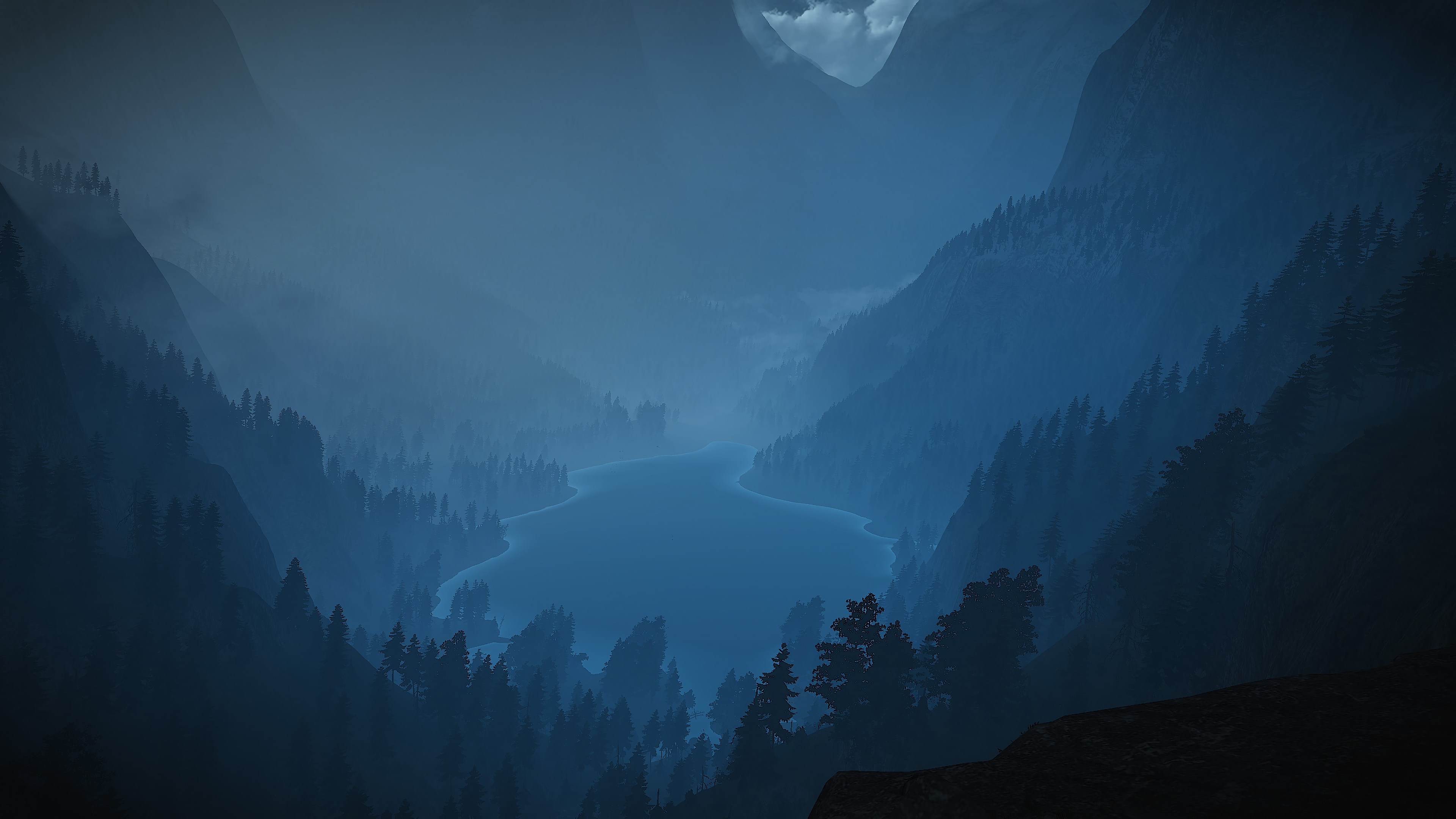 Misty Mountains Lake 4K HD Wallpaper