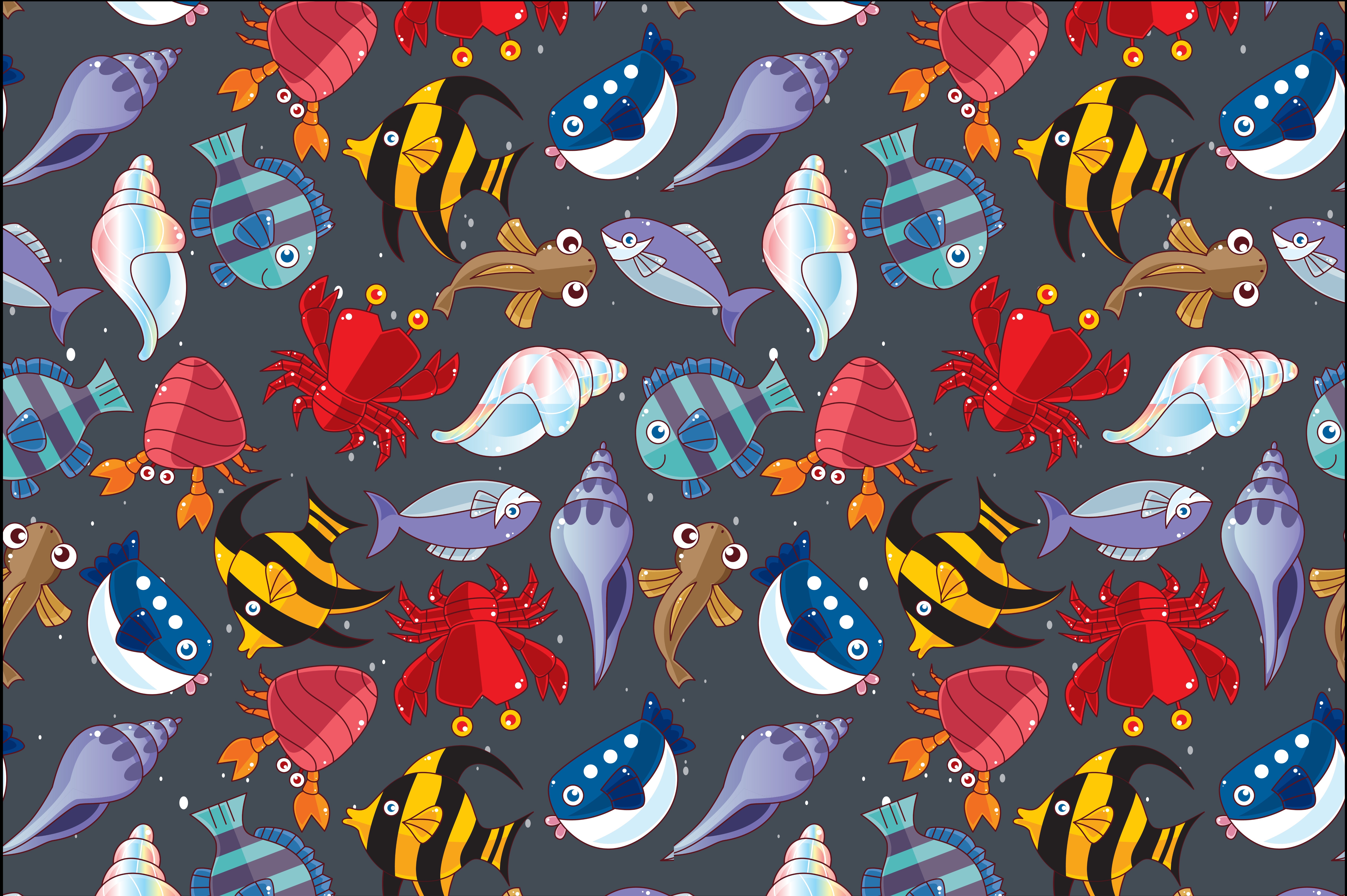Artistic 4K Sea Life Pattern HD Wallpaper