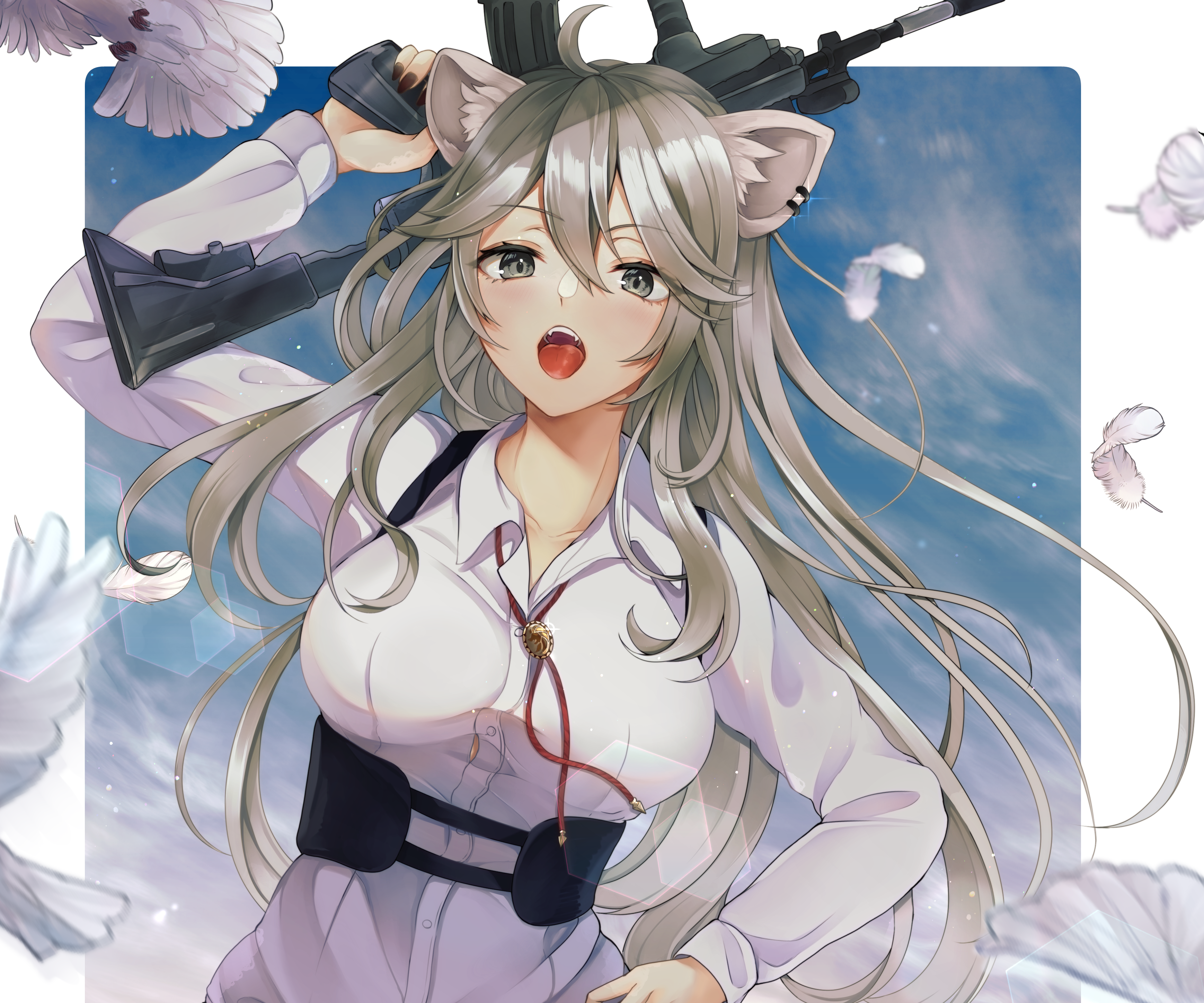 Shishiro Botan from Hololive holding a rifle HD Wallpaper