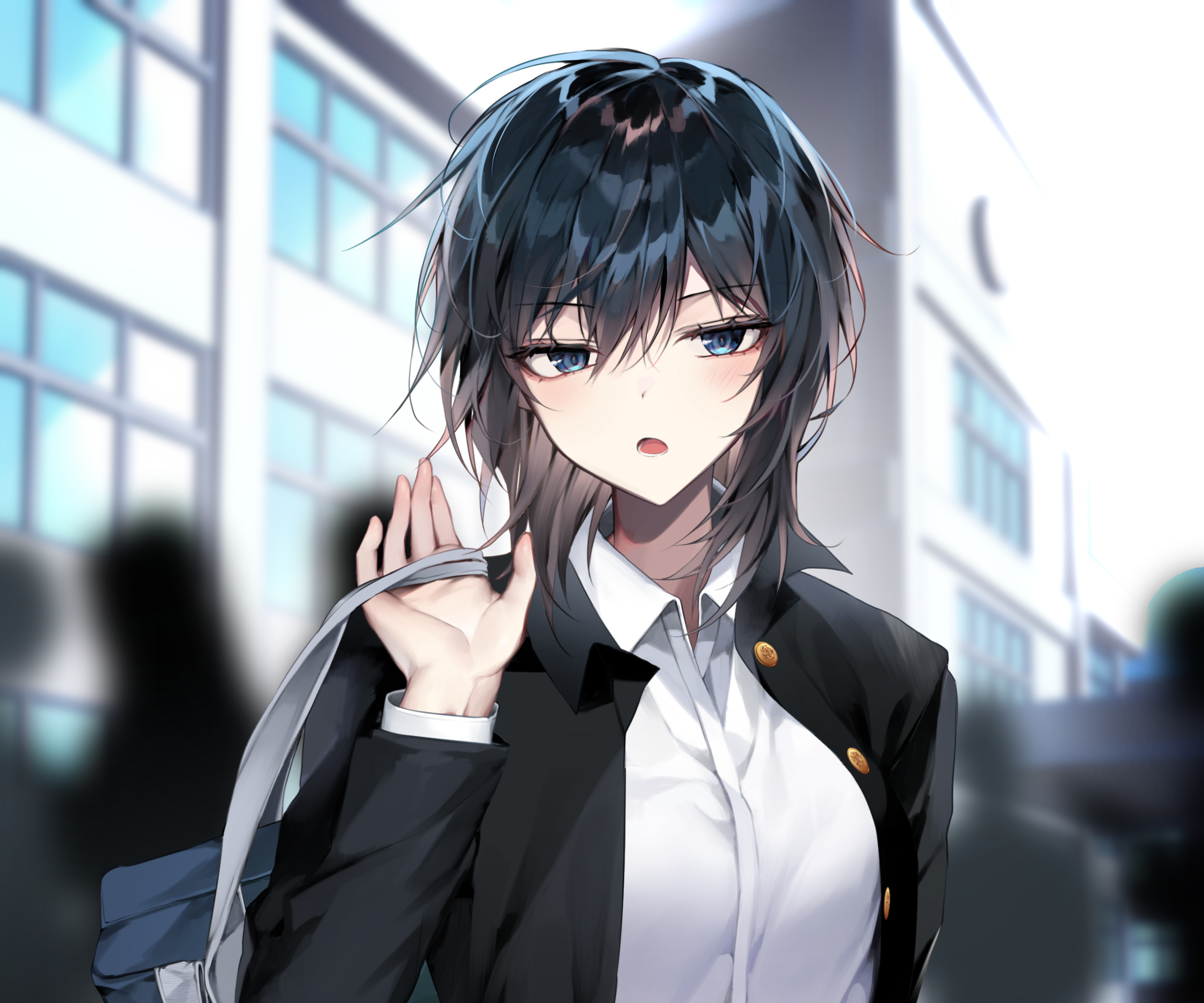 Girl holding a bag strap HD Wallpaper