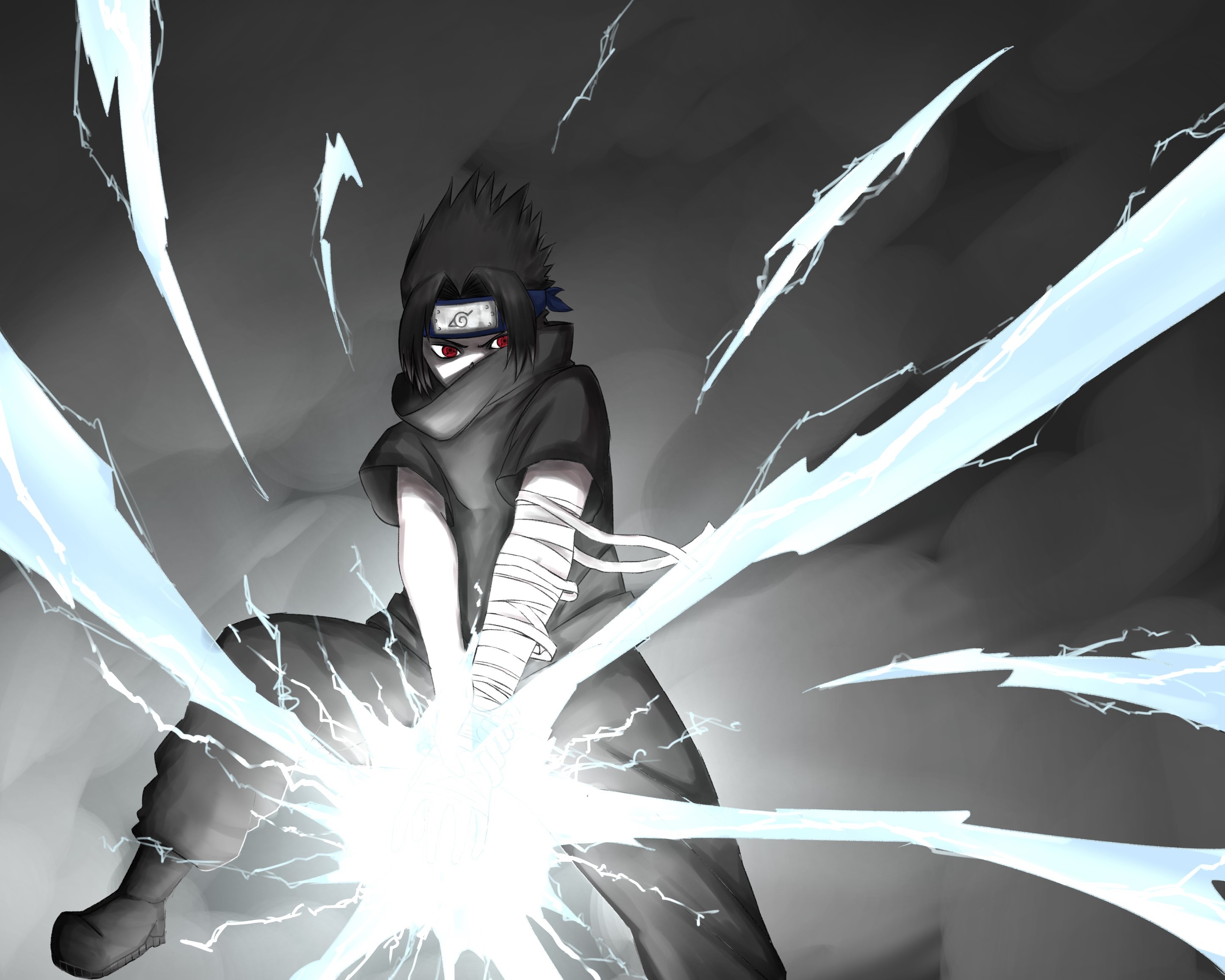 Sasuke Uchiha from Naruto using lightning HD Wallpaper