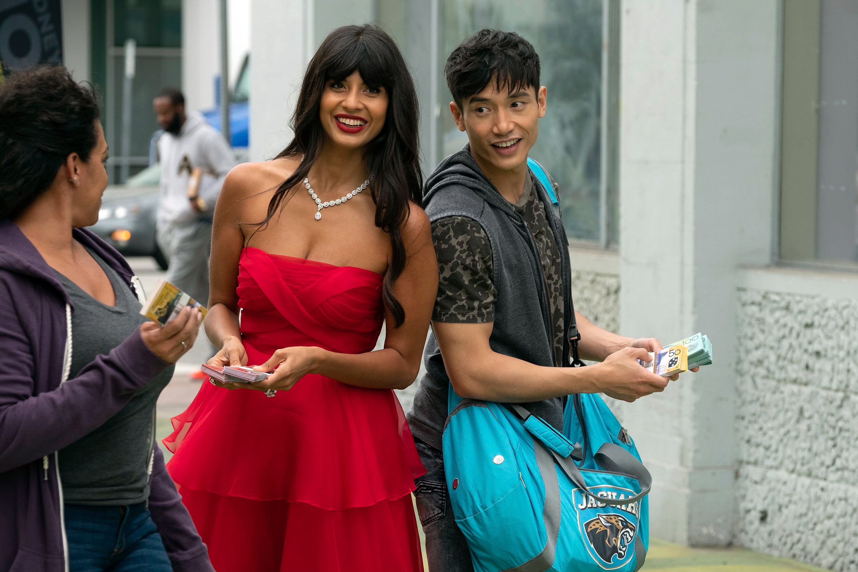 Tahani Al-Jamil and Jason Mendoza from The Good Place HD Wallpaper