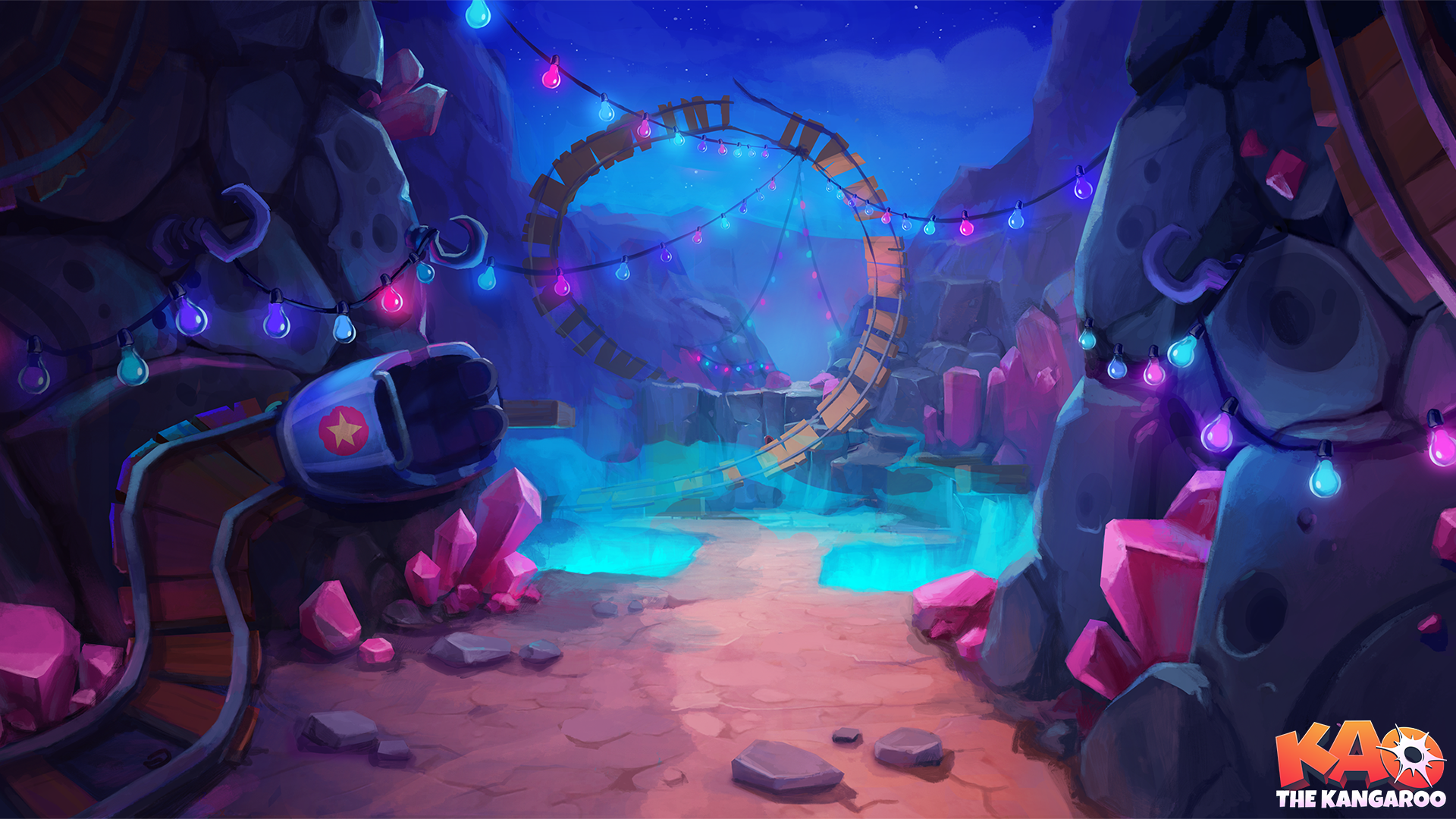 Kao The Kangaroo mine cart track HD Wallpaper