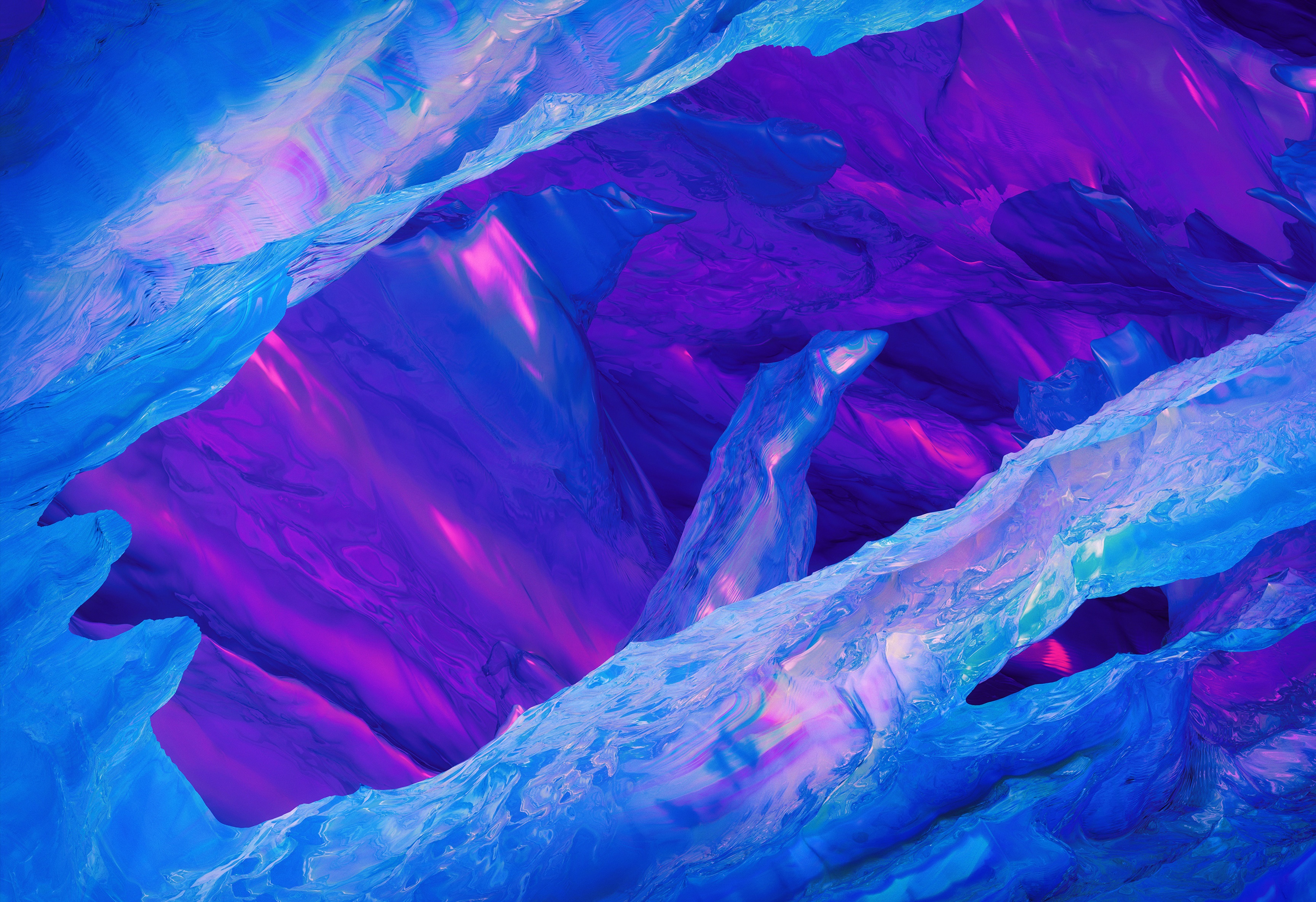 Abstract Blue and Purple Cave Formation HD Wallpaper
