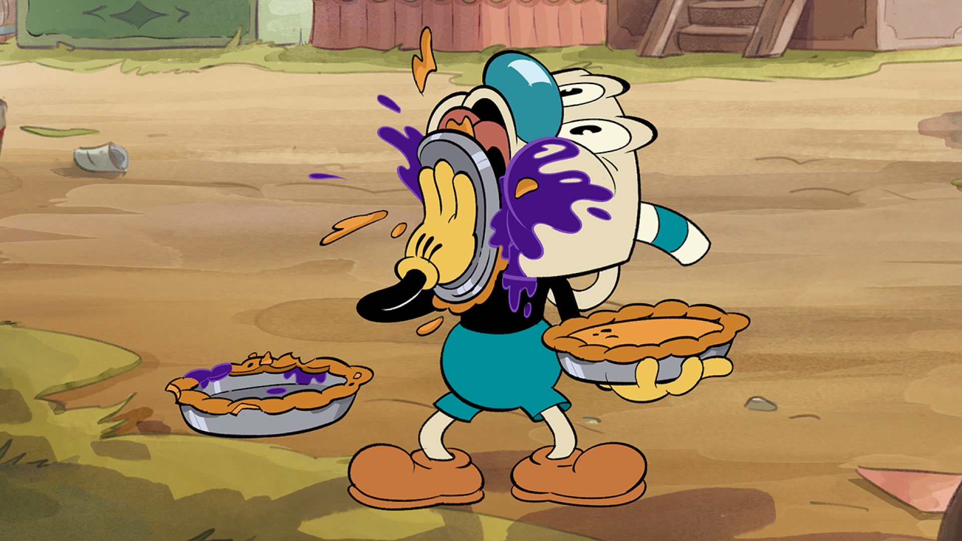 Cuphead character with pies HD Wallpaper