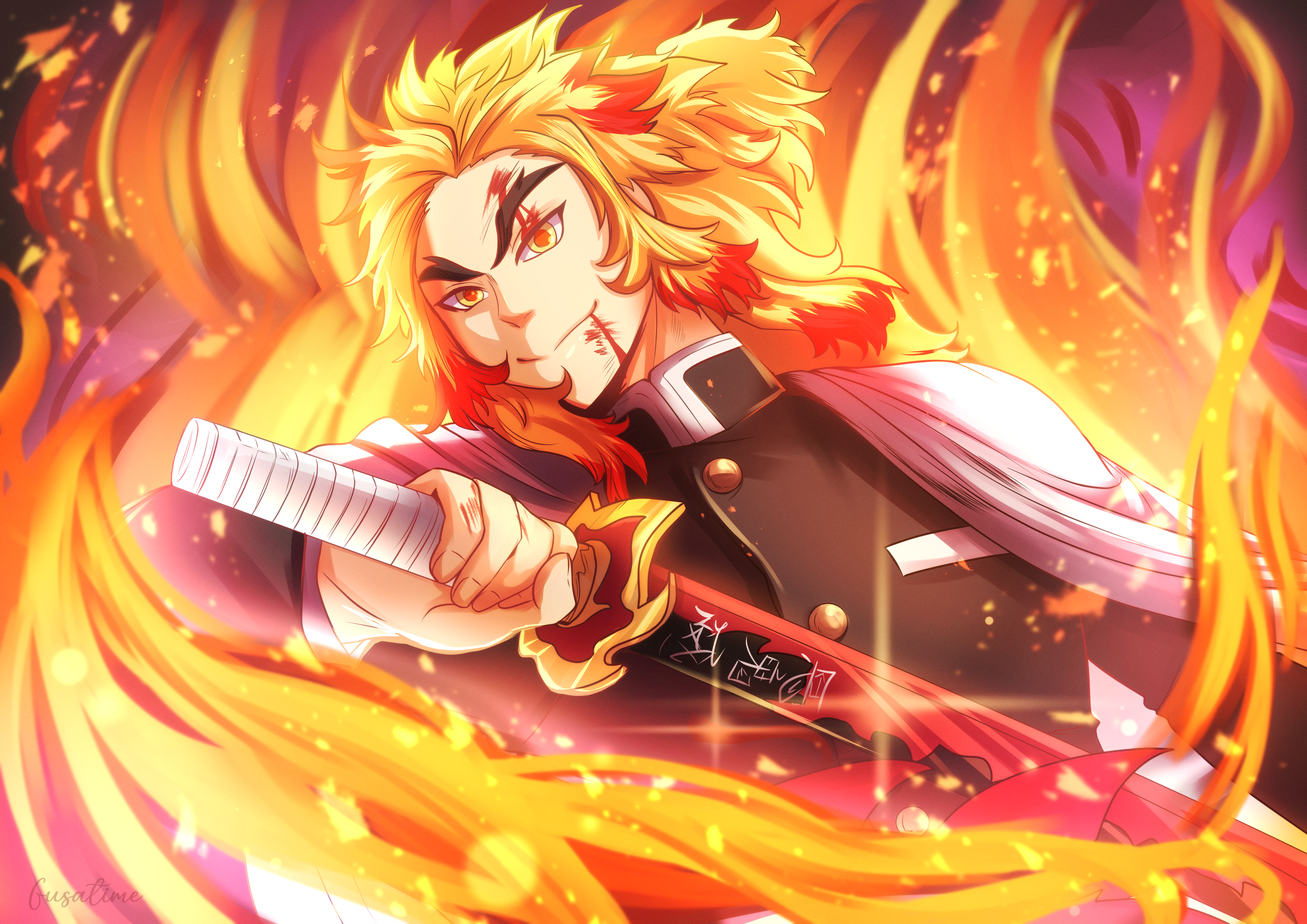 Kyojuro Rengoku from Demon Slayer: Kimetsu No Yaiba 4K HD Wallpaper