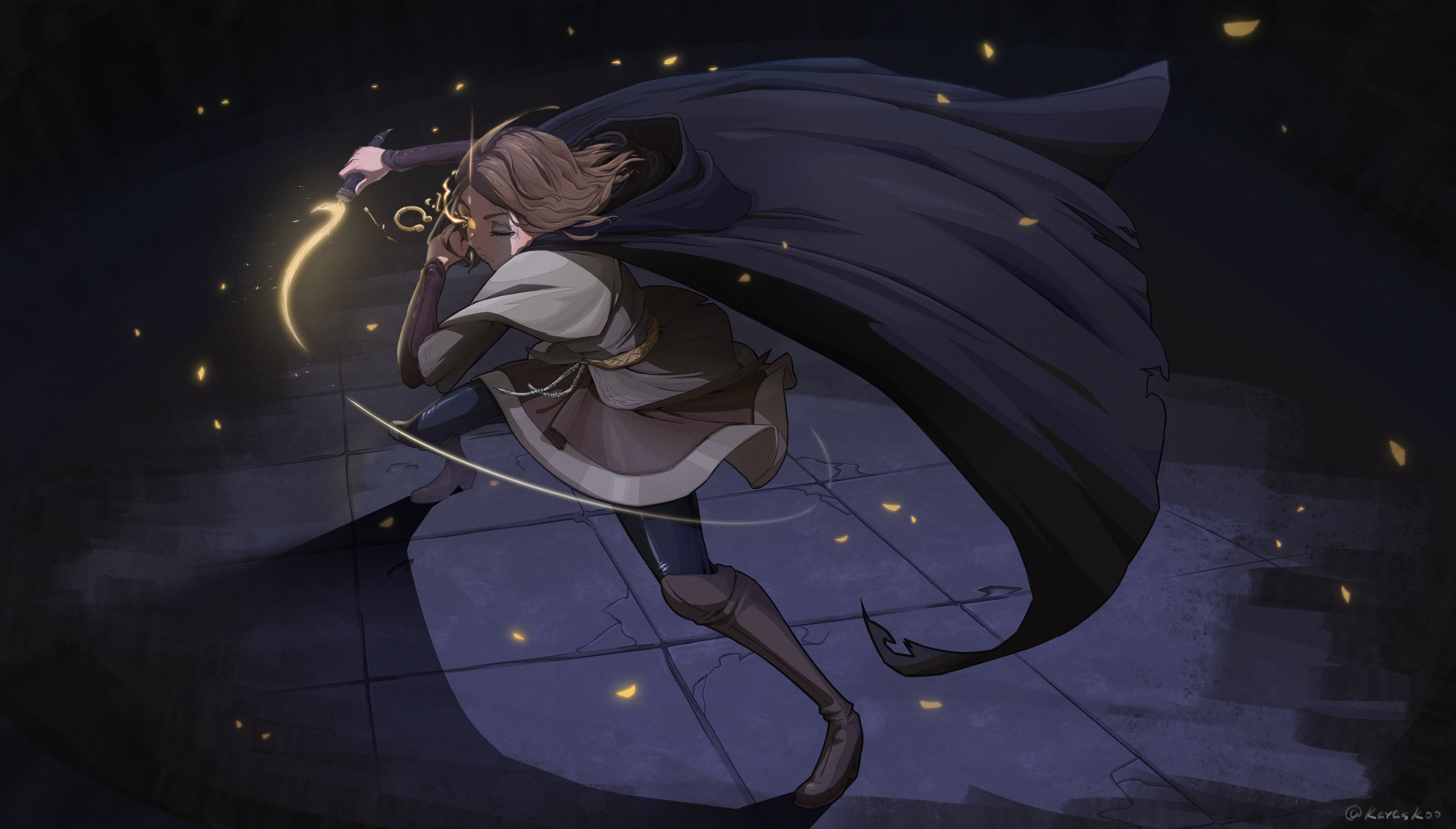 Melina from Elden Ring with a golden scythe HD Wallpaper