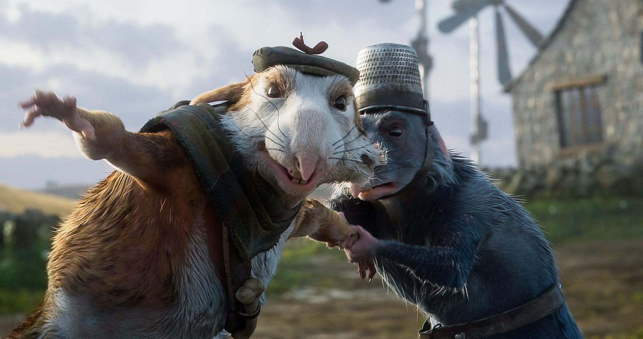 Two anthropomorphic mice in hats HD Wallpaper