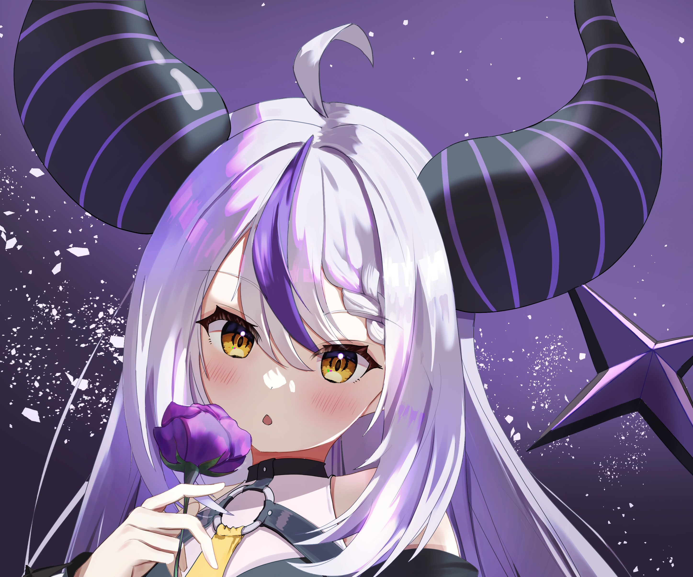 La+ Darknesss from Hololive holding a purple rose HD Wallpaper
