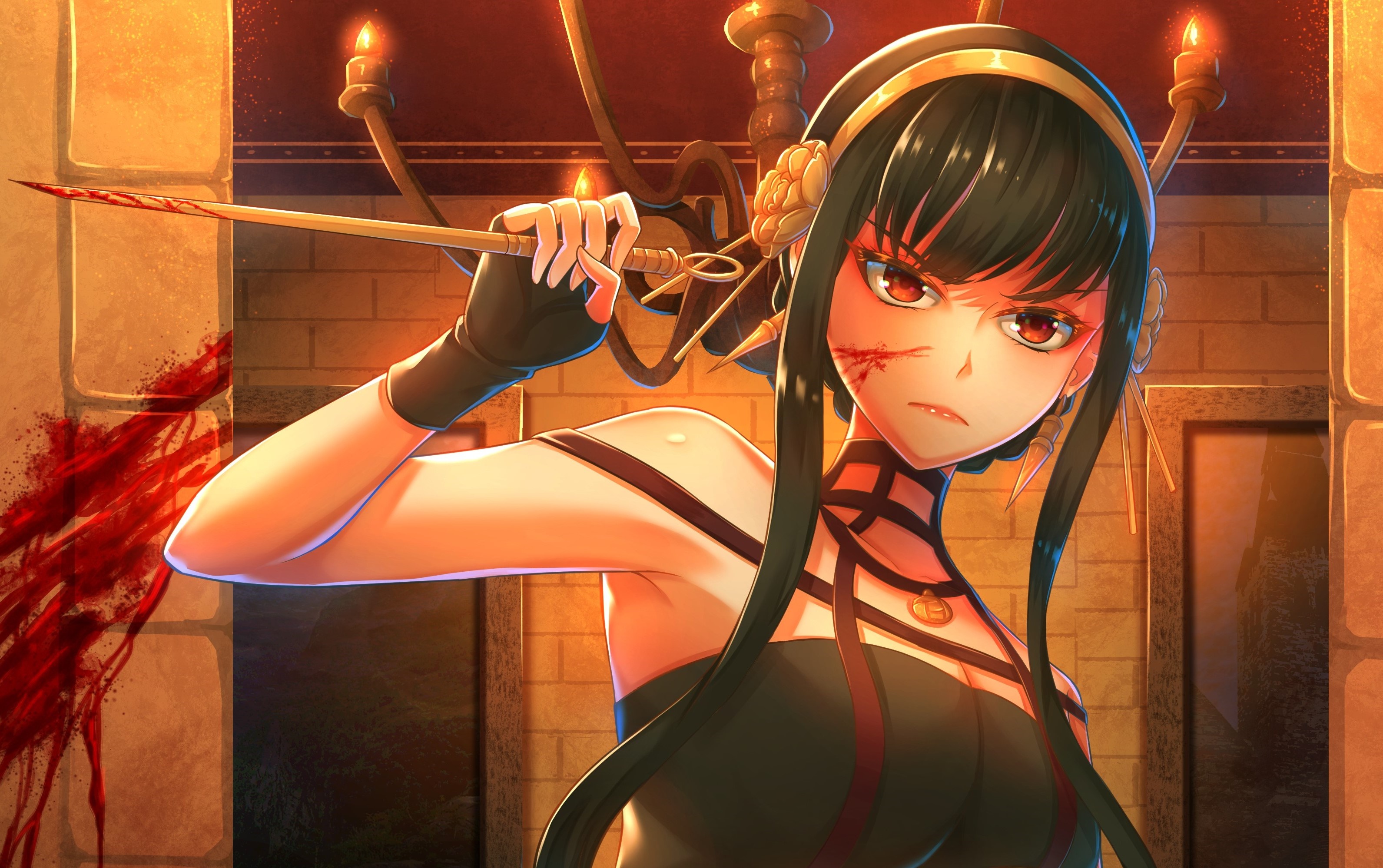 Yor Forger from Spy X Family holding a bloody dagger HD Wallpaper