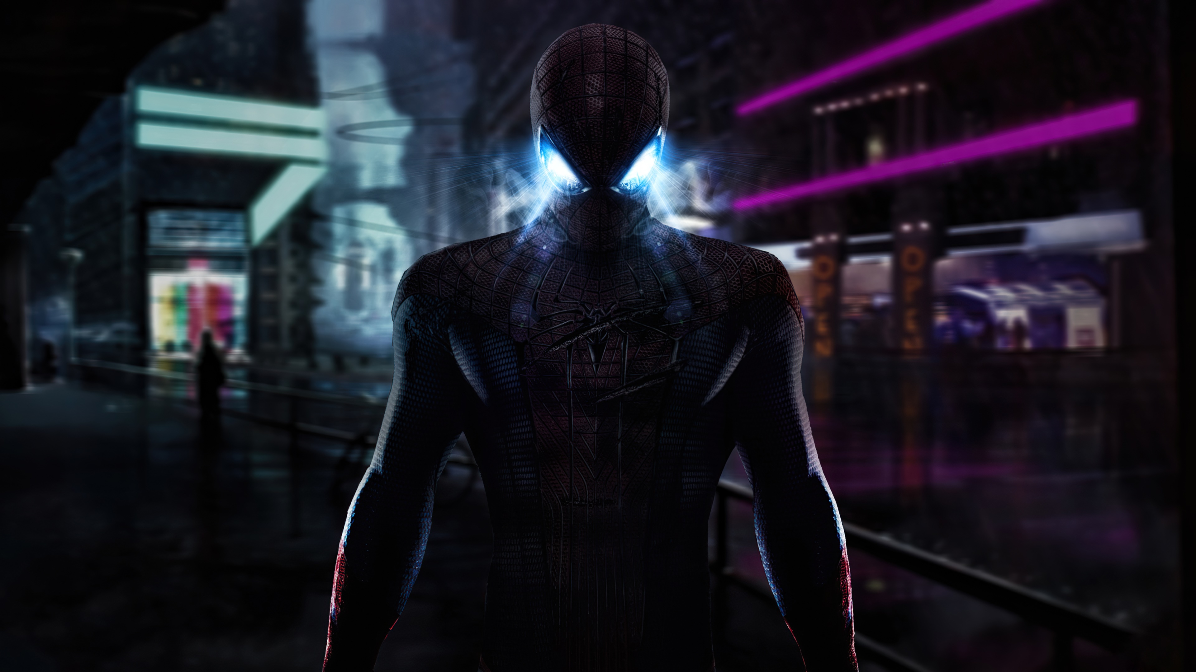 Spiderman from DeviantArt in a dark city HD Wallpaper