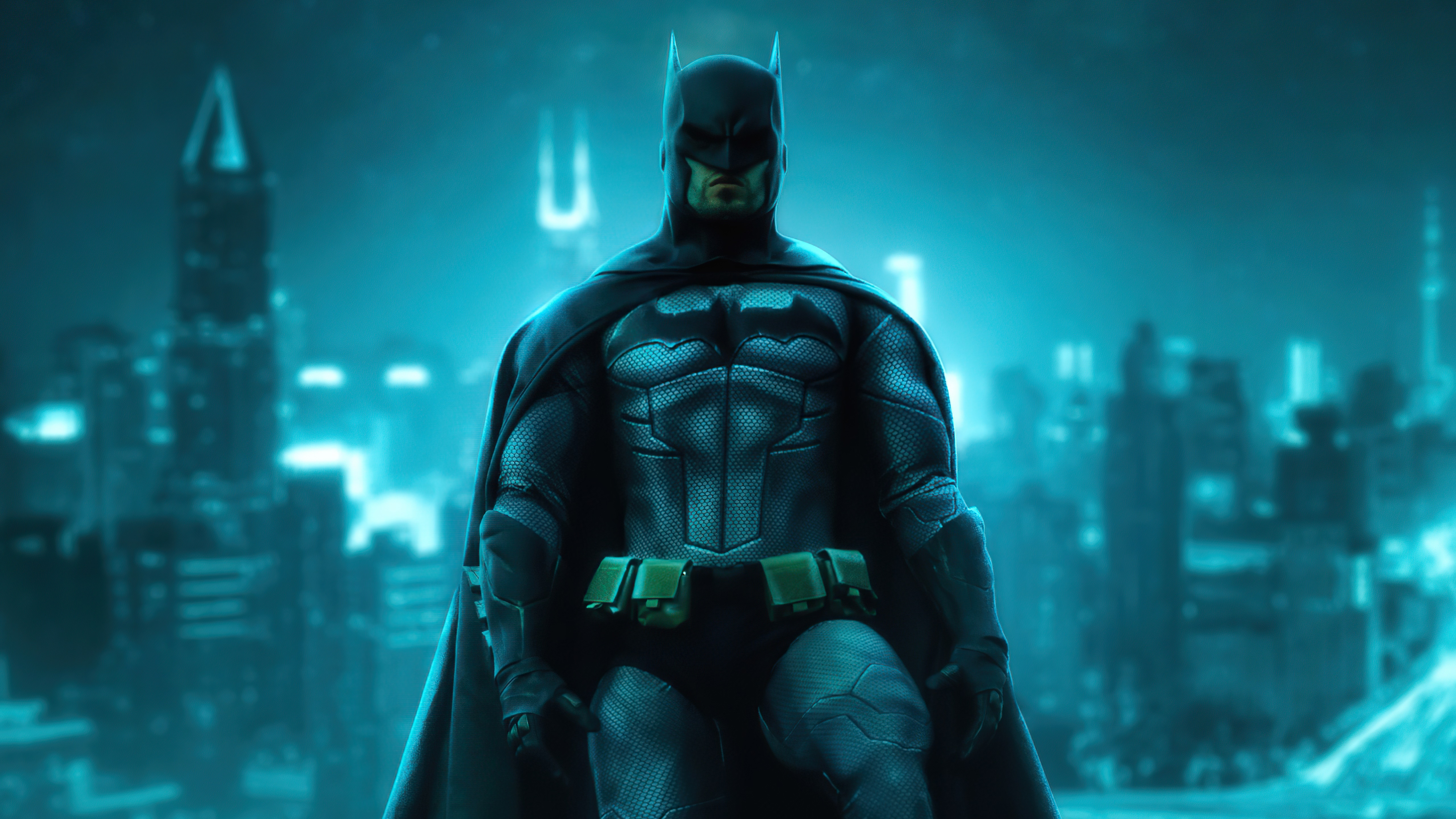 Batman in a futuristic city HD Wallpaper