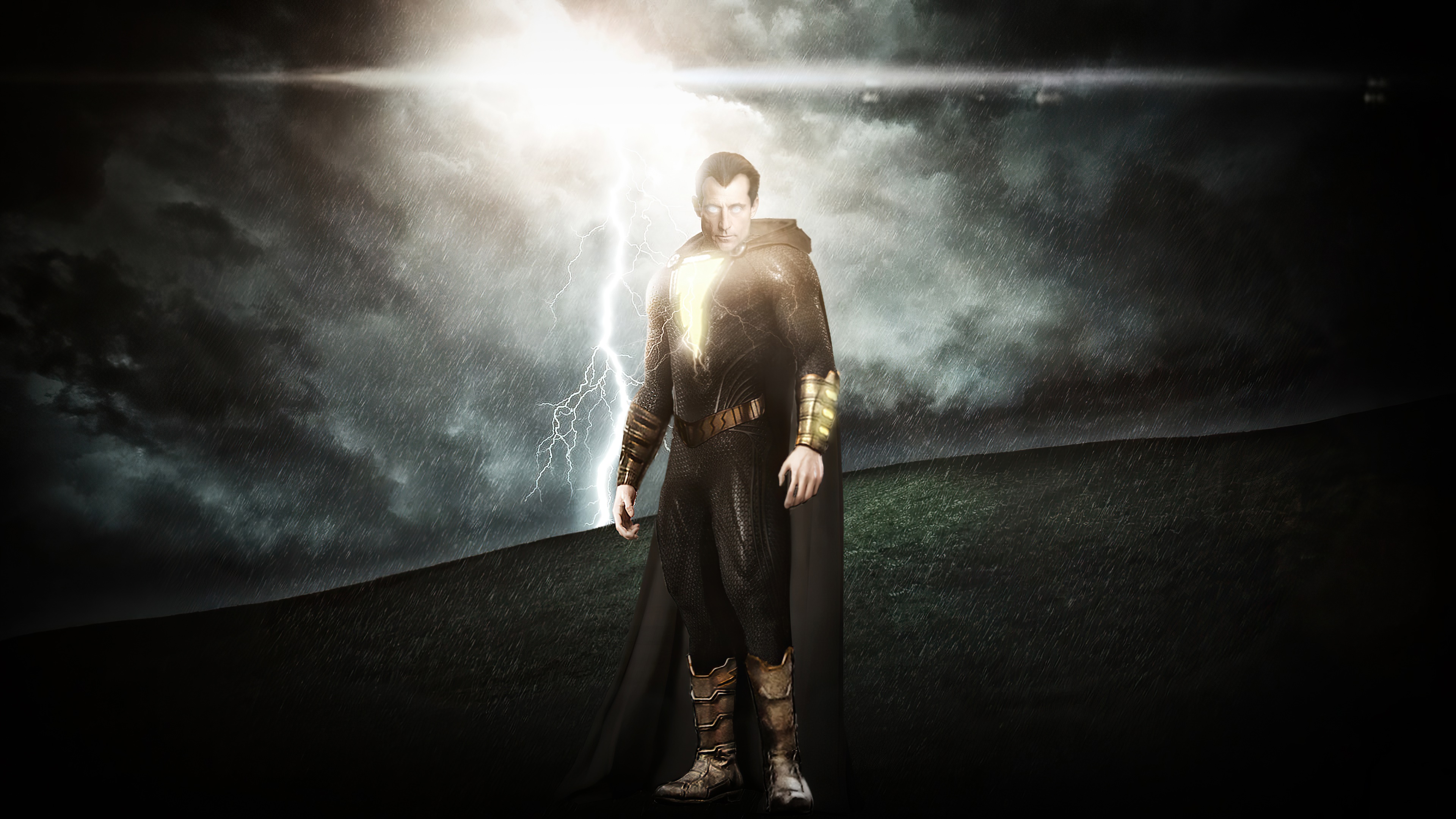 Black Adam in a thunderstorm HD Wallpaper