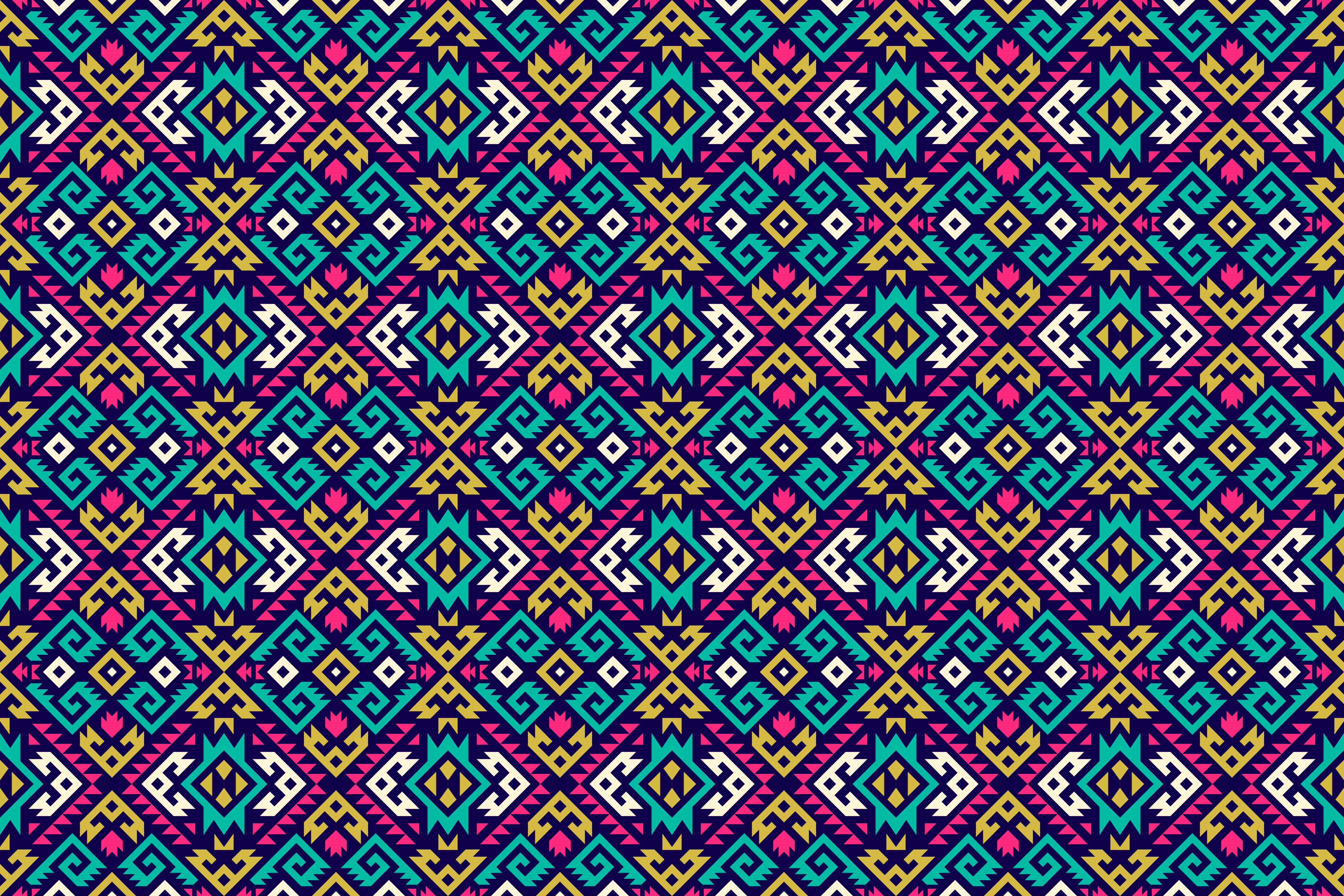 Abstract geometric pattern with colorful tribal motifs HD Wallpaper