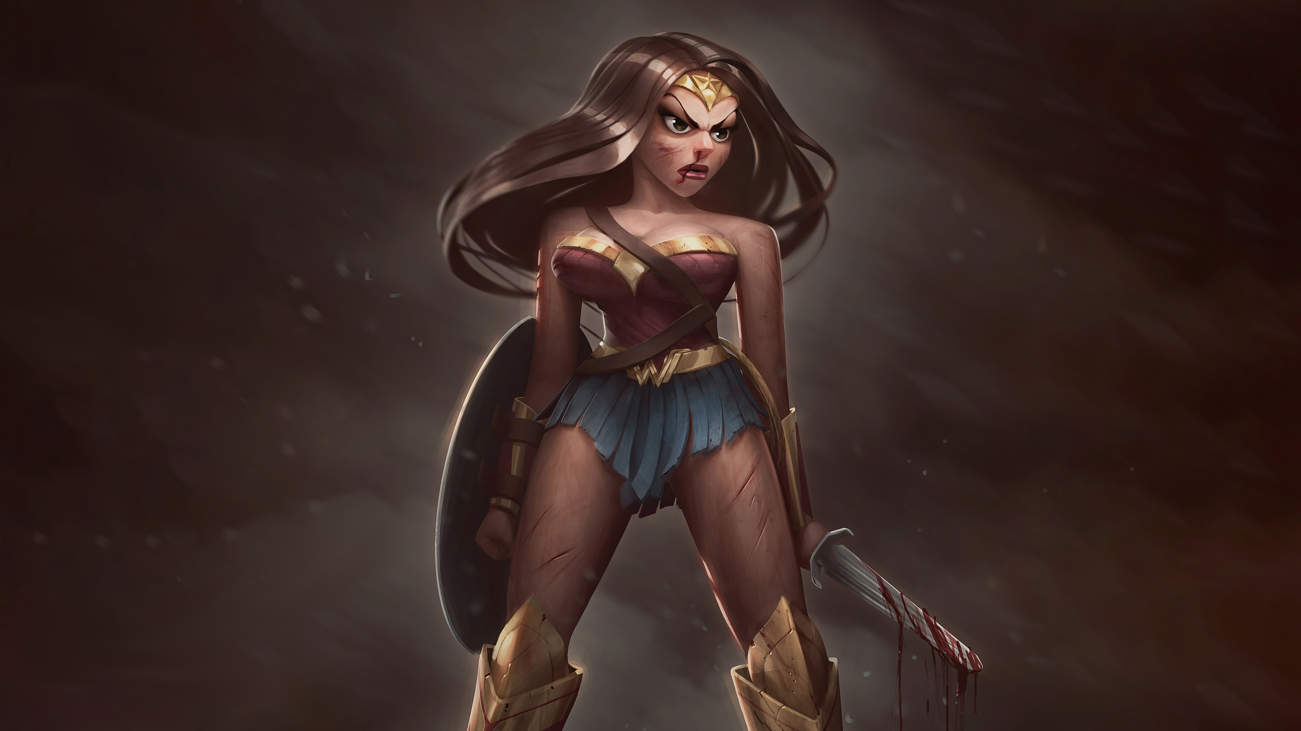 Wonder Woman with Sword and Shield HD Wallpaper