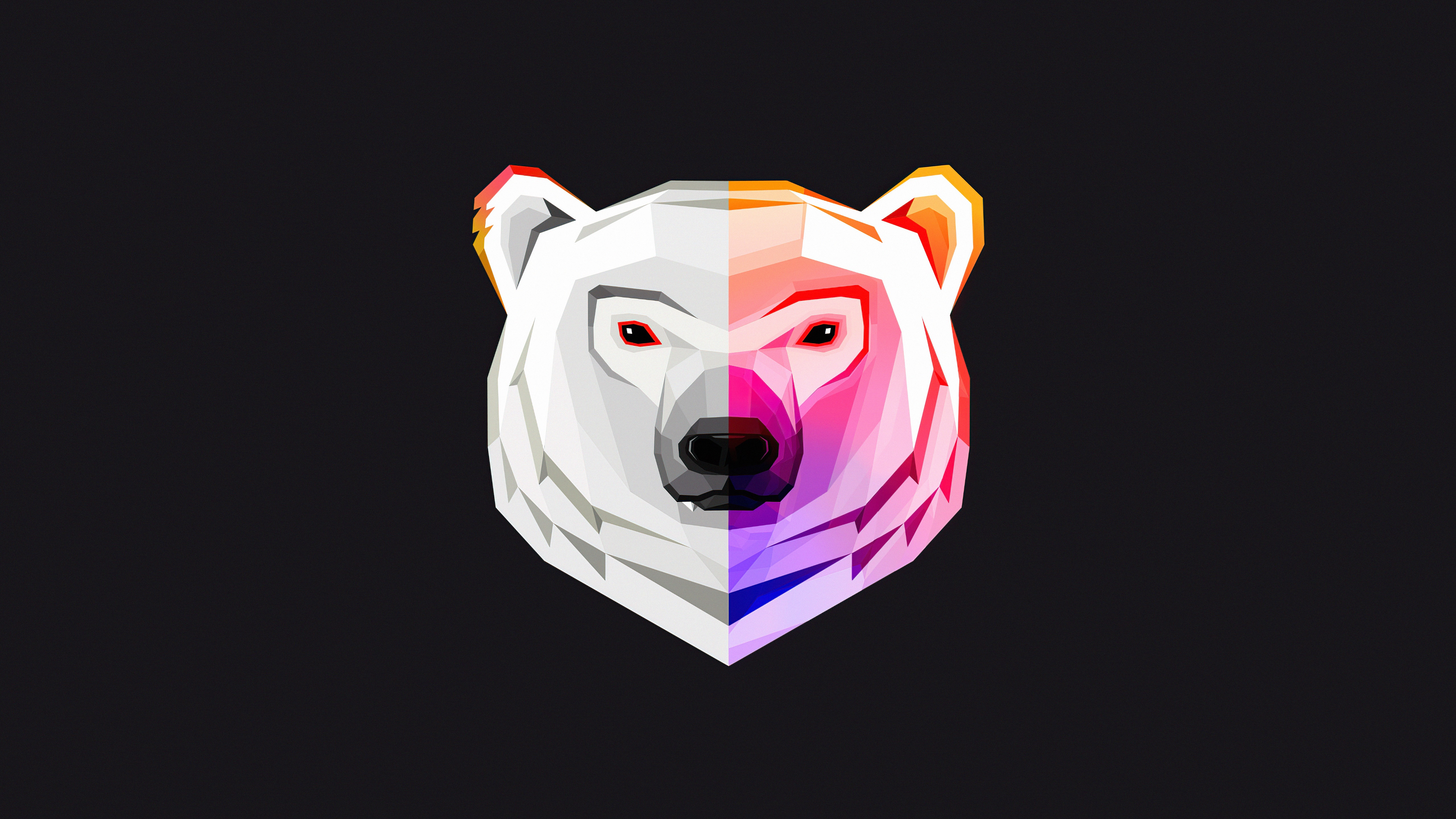 Minimalist polar bear head digital art HD Wallpaper