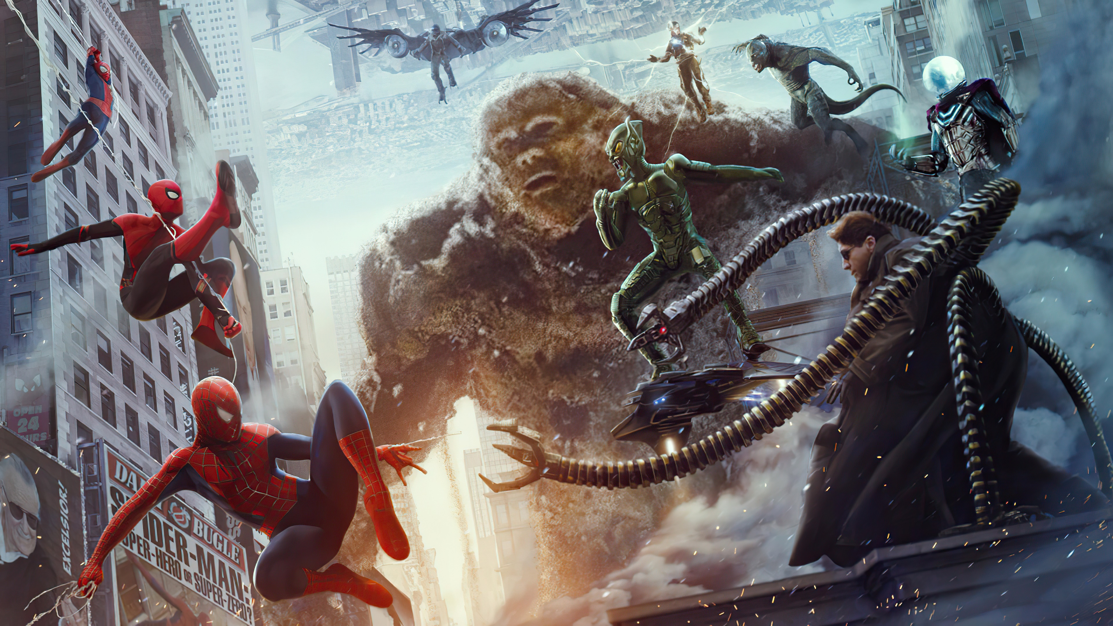 Spider-Man and villains from Spider-Man: No Way Home HD Wallpaper