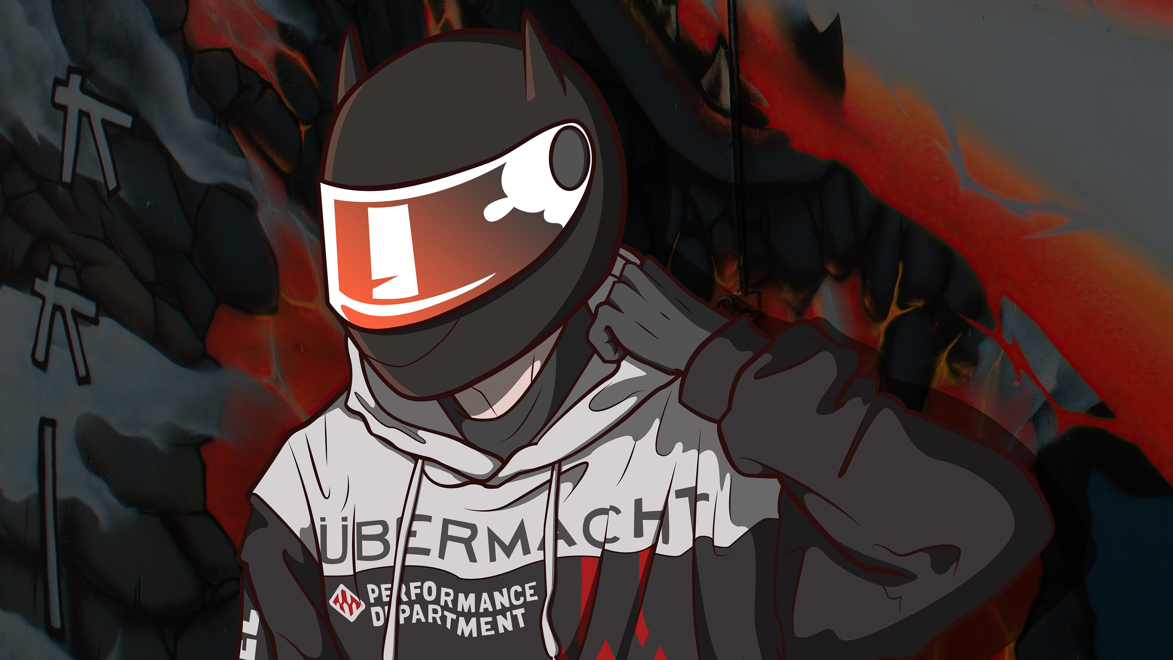 Anime character in helmet and hoodie HD Wallpaper