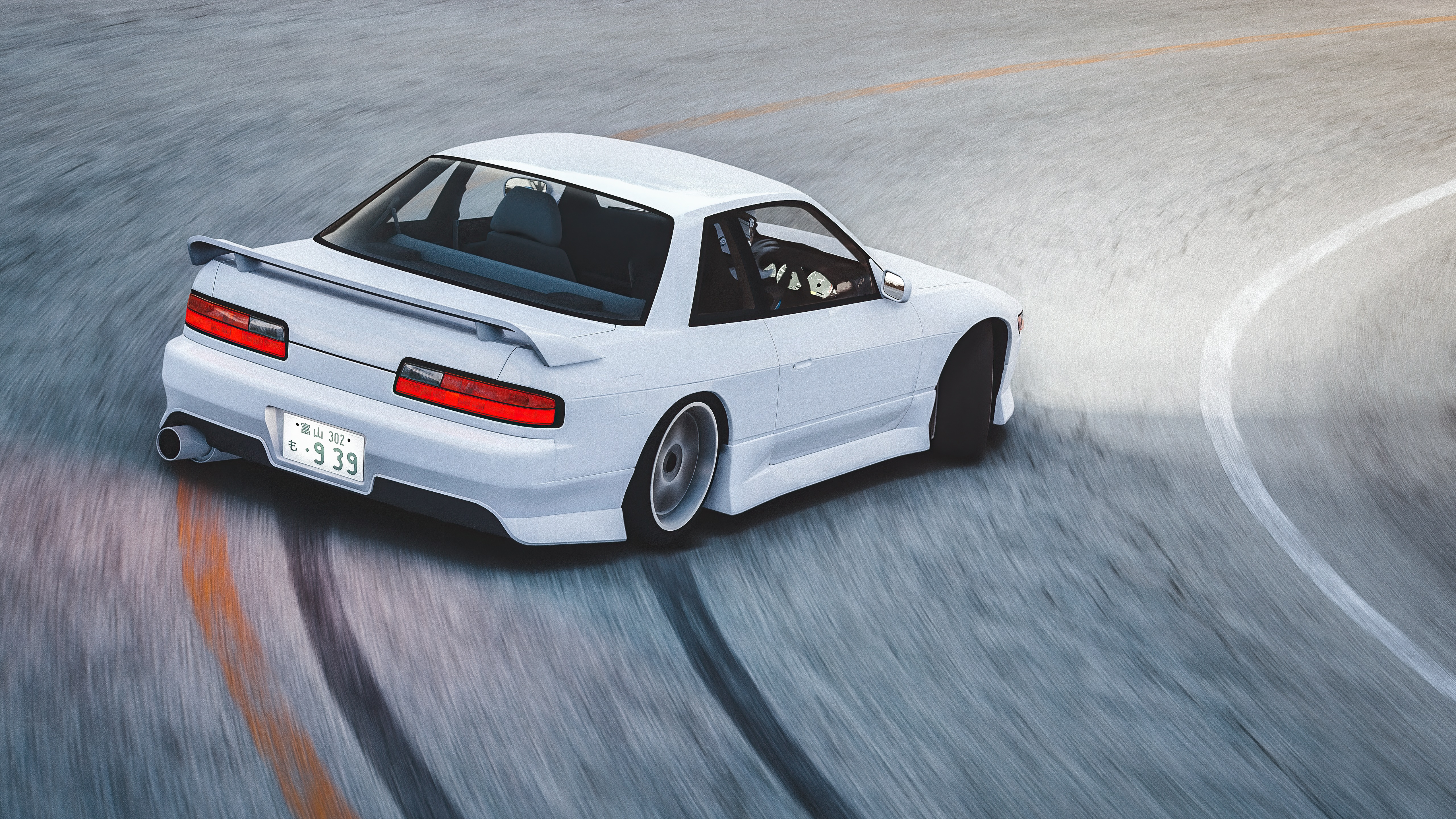 White Nissan Silvia S13 drifting on a track HD Wallpaper