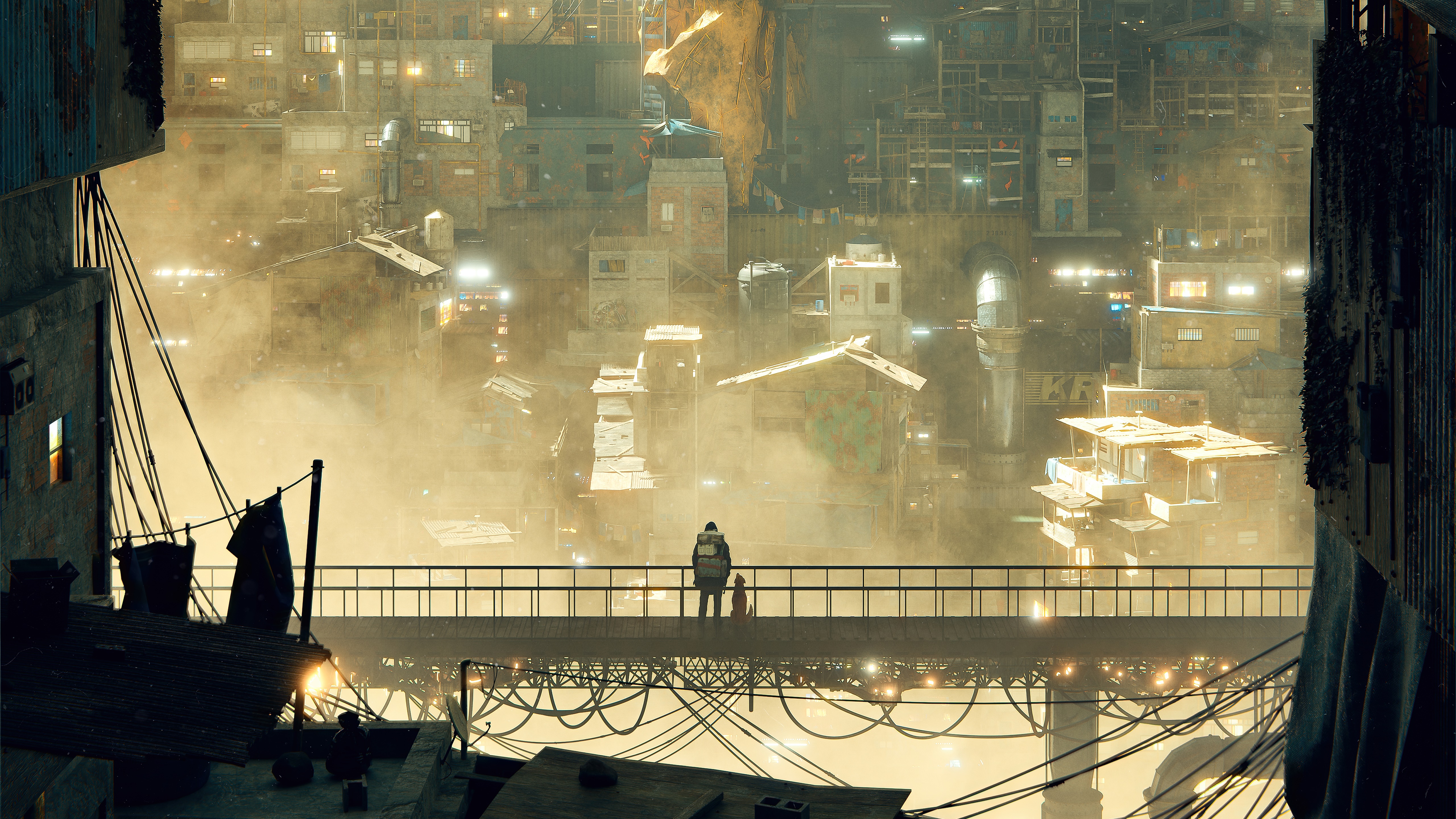 Digital artwork of a futuristic city HD Wallpaper