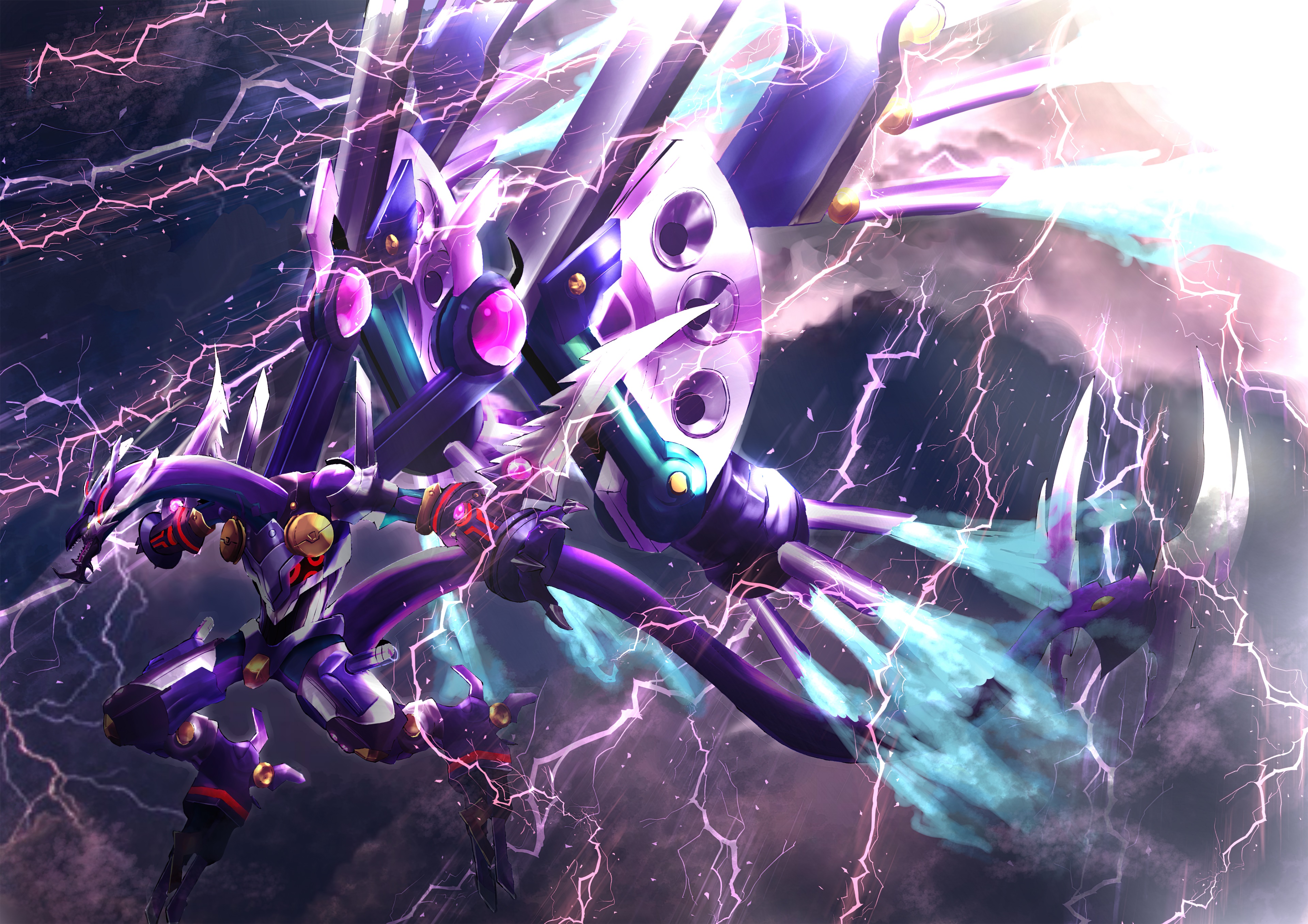 Anime robot dragon with lightning HD Wallpaper