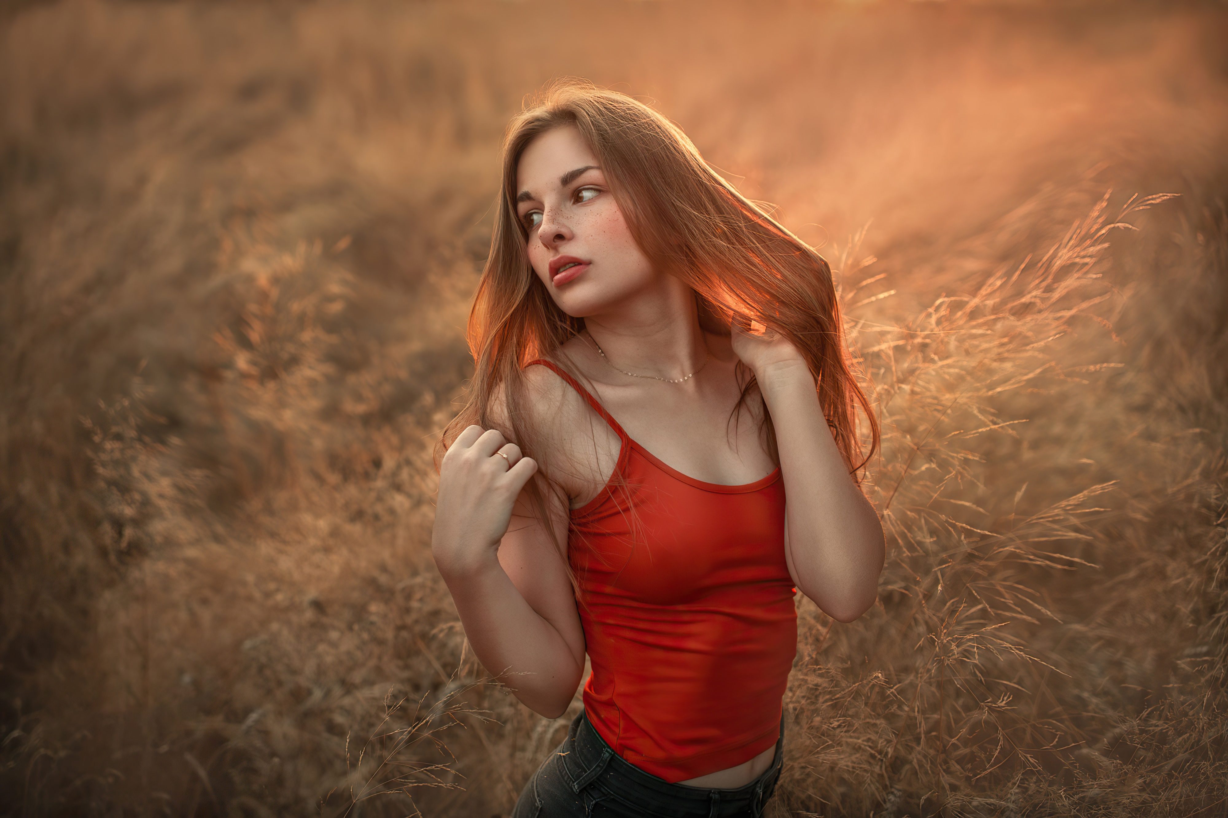 Stylish Girl Model in Nature 4K HD Wallpaper