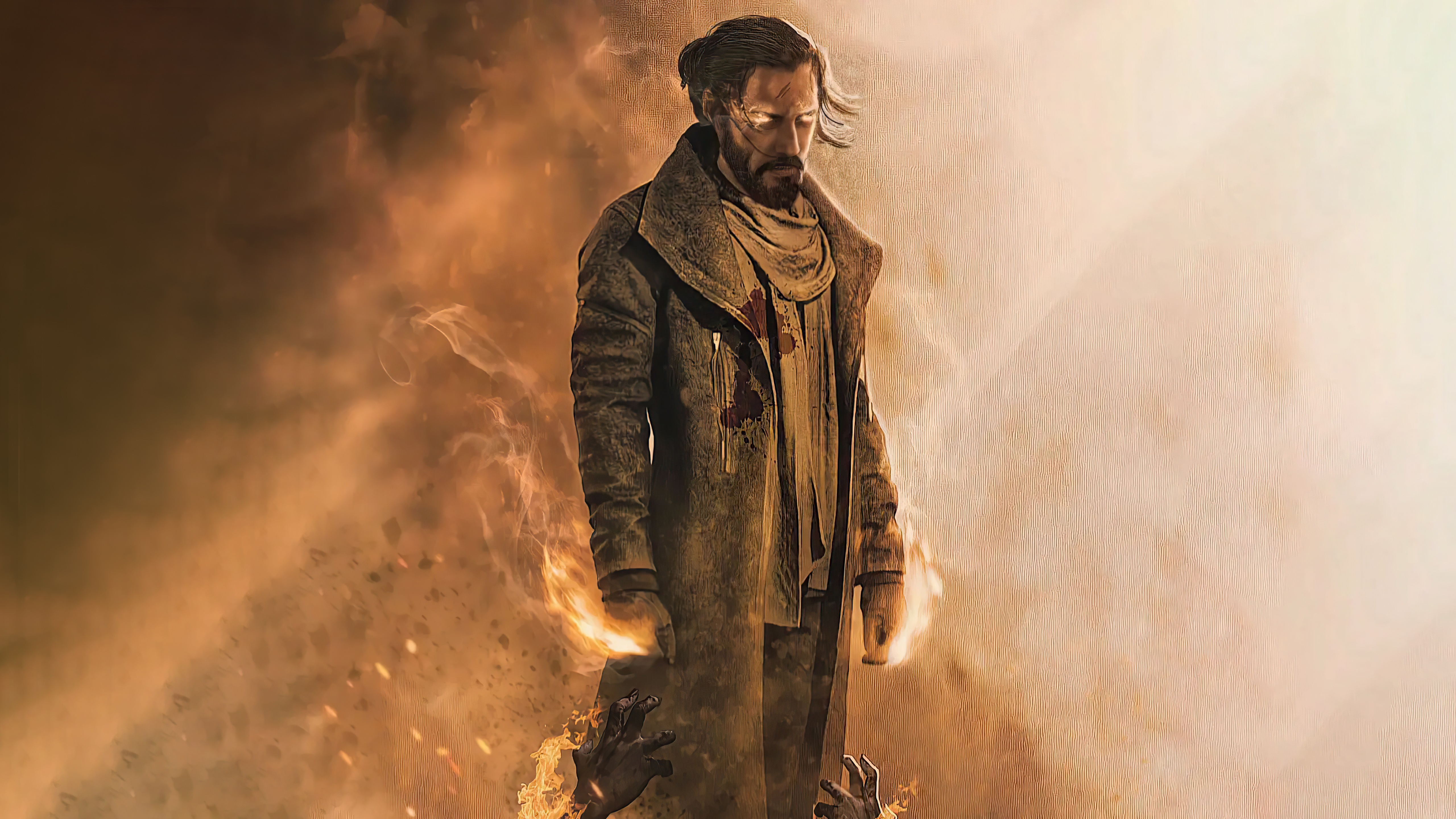 Keanu Reeves in a post-apocalyptic setting HD Wallpaper