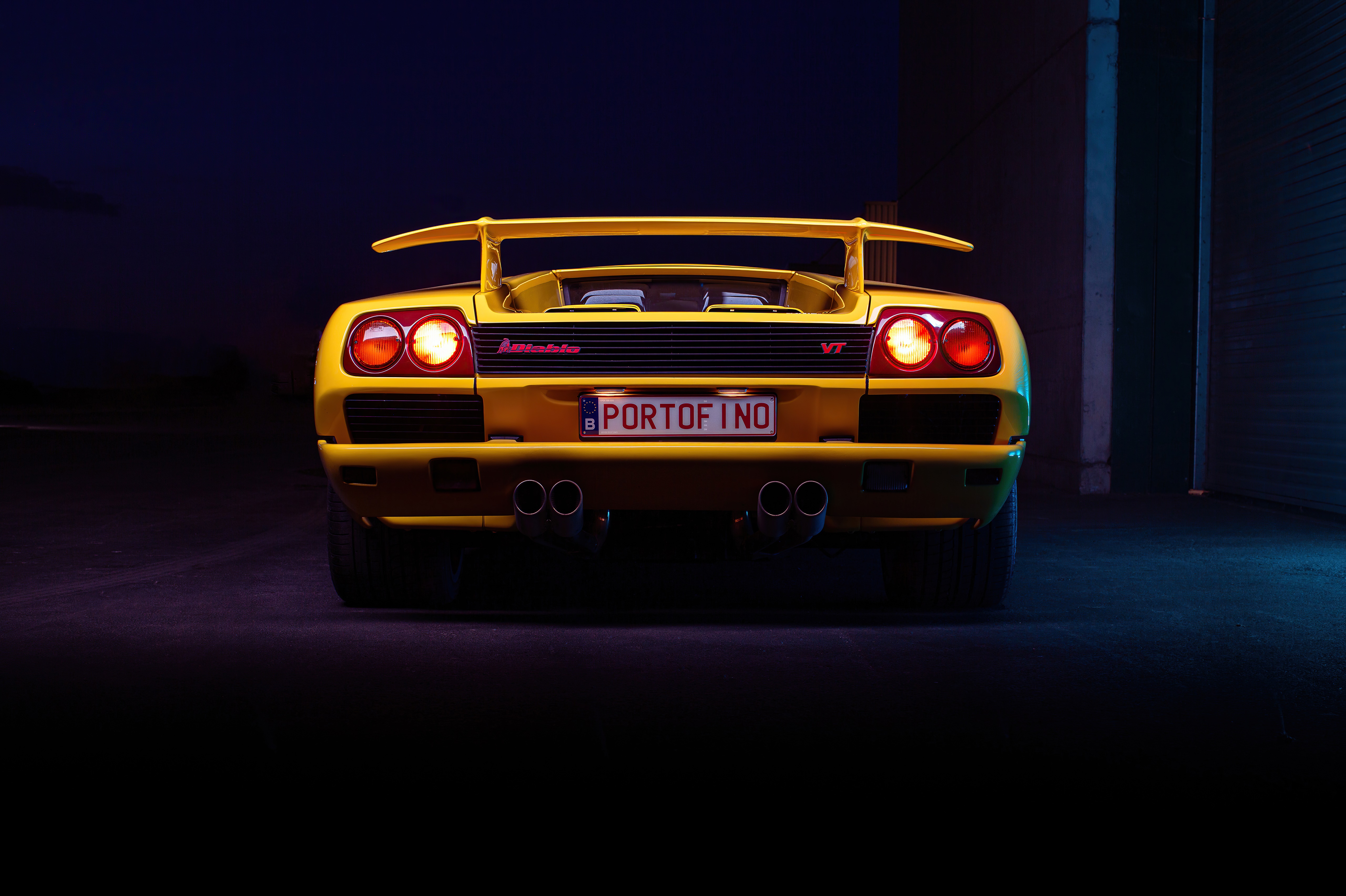 Yellow Lamborghini Diablo VT Portofino HD Wallpaper