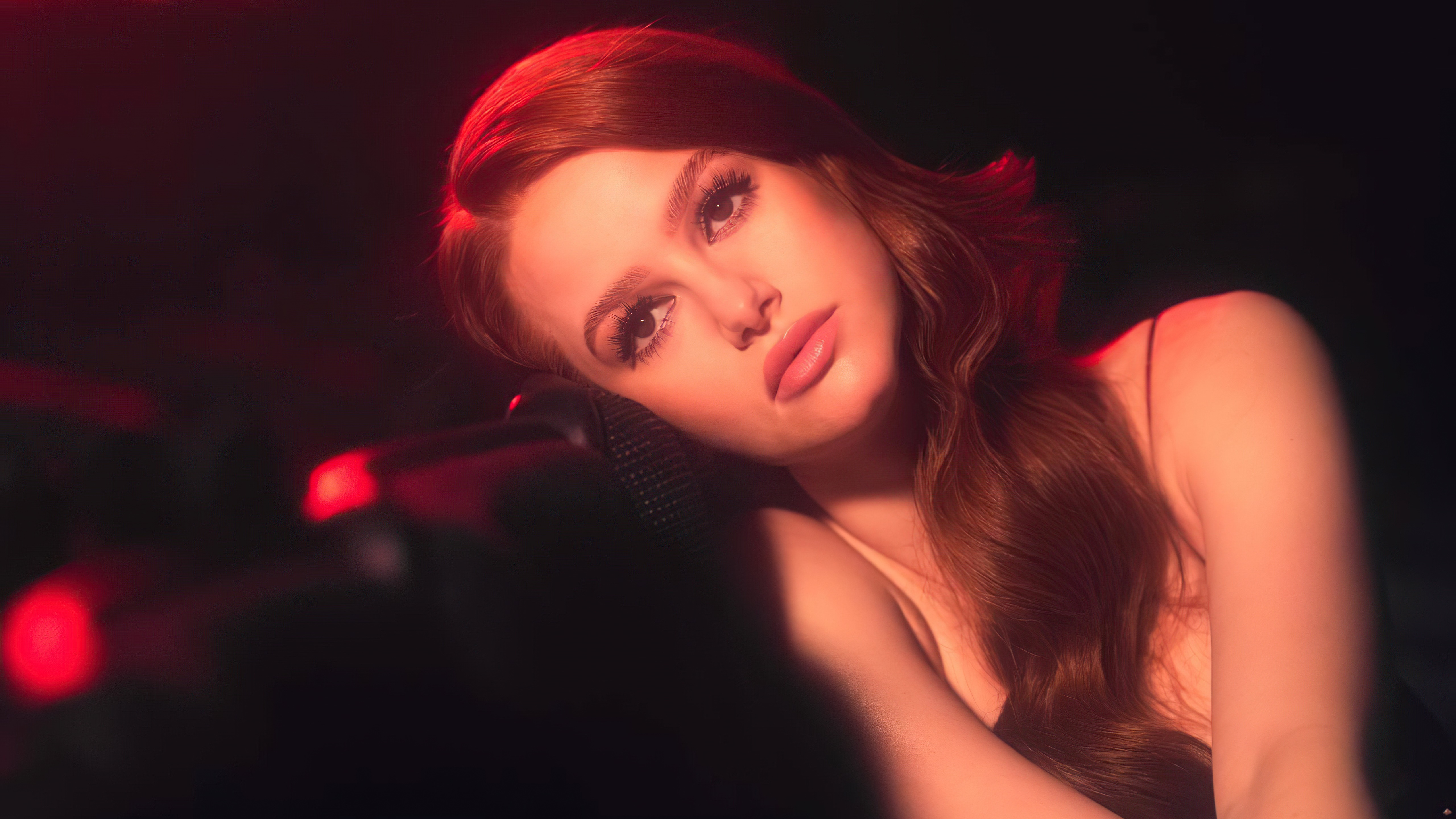 Madelaine Petsch in a red-lit photoshoot HD Wallpaper