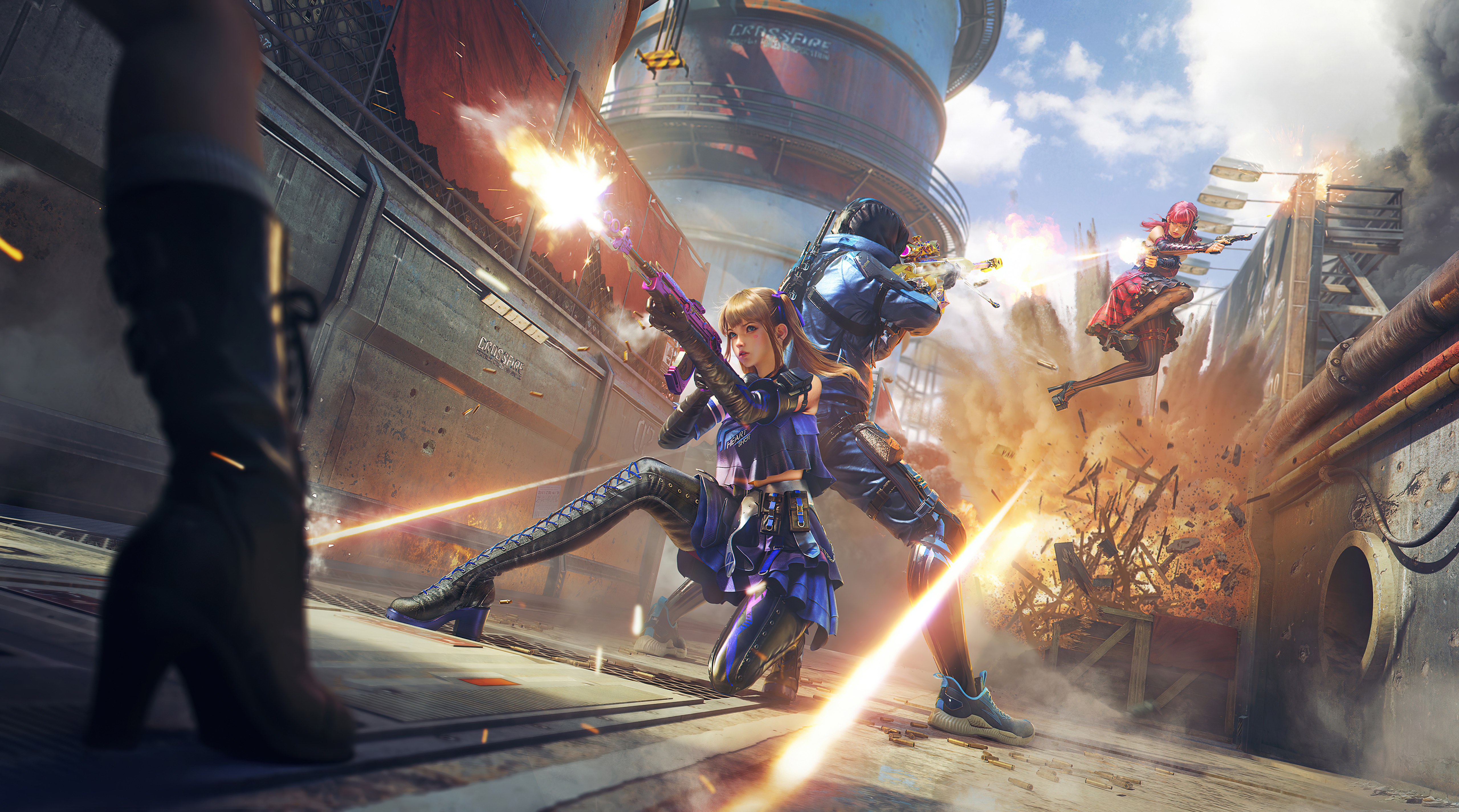 Characters in a firefight in Crossfire HD Wallpaper
