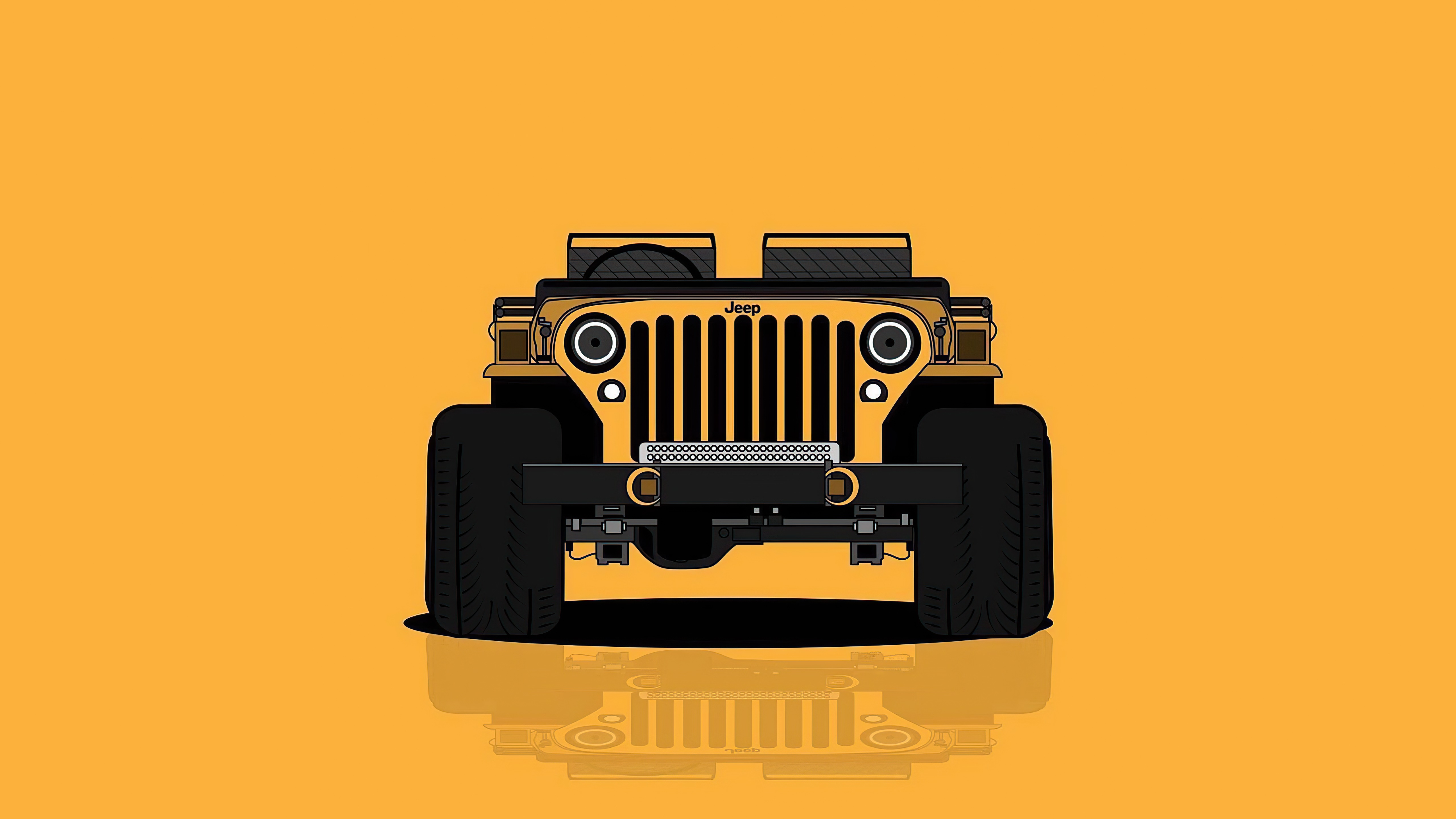 Minimalist yellow Jeep illustration HD Wallpaper