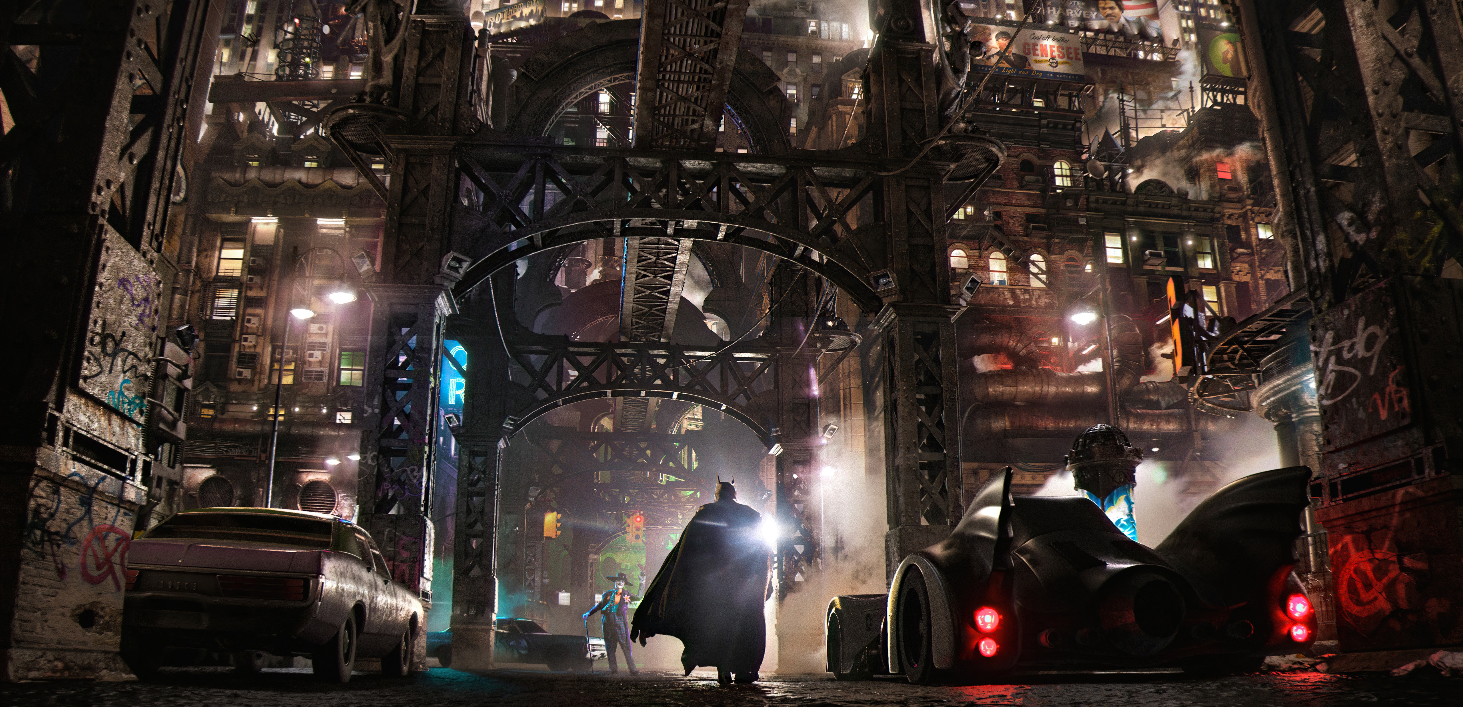 Batman and Joker in Gotham City HD Wallpaper