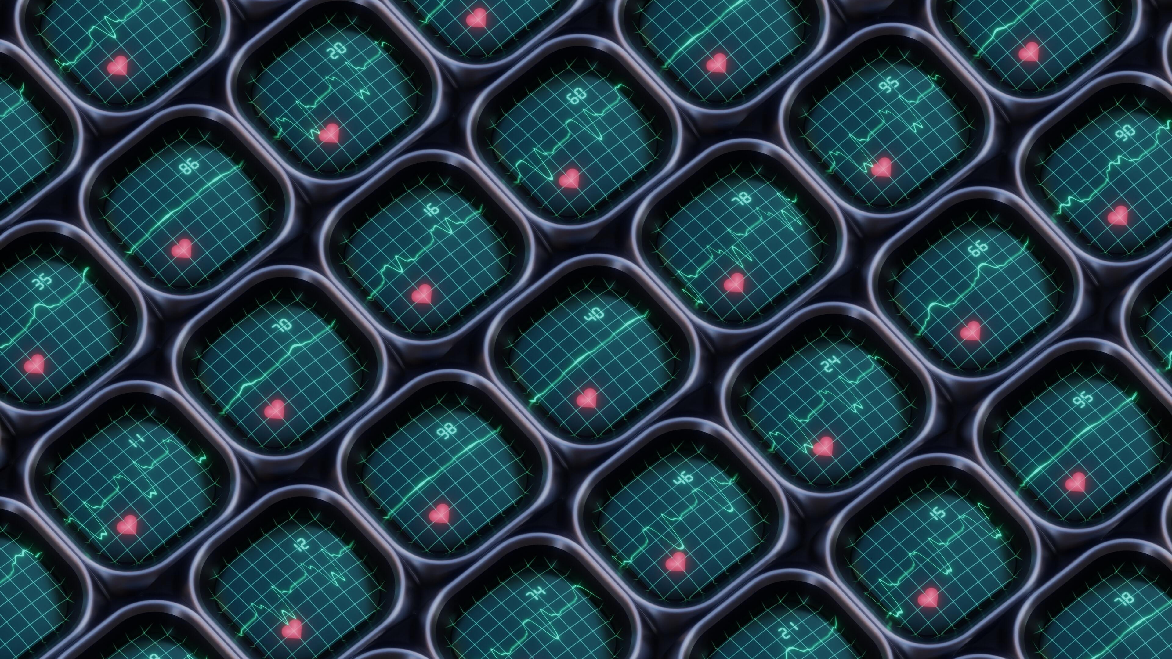 Digital Art Heartbeat Monitors 4K HD Wallpaper