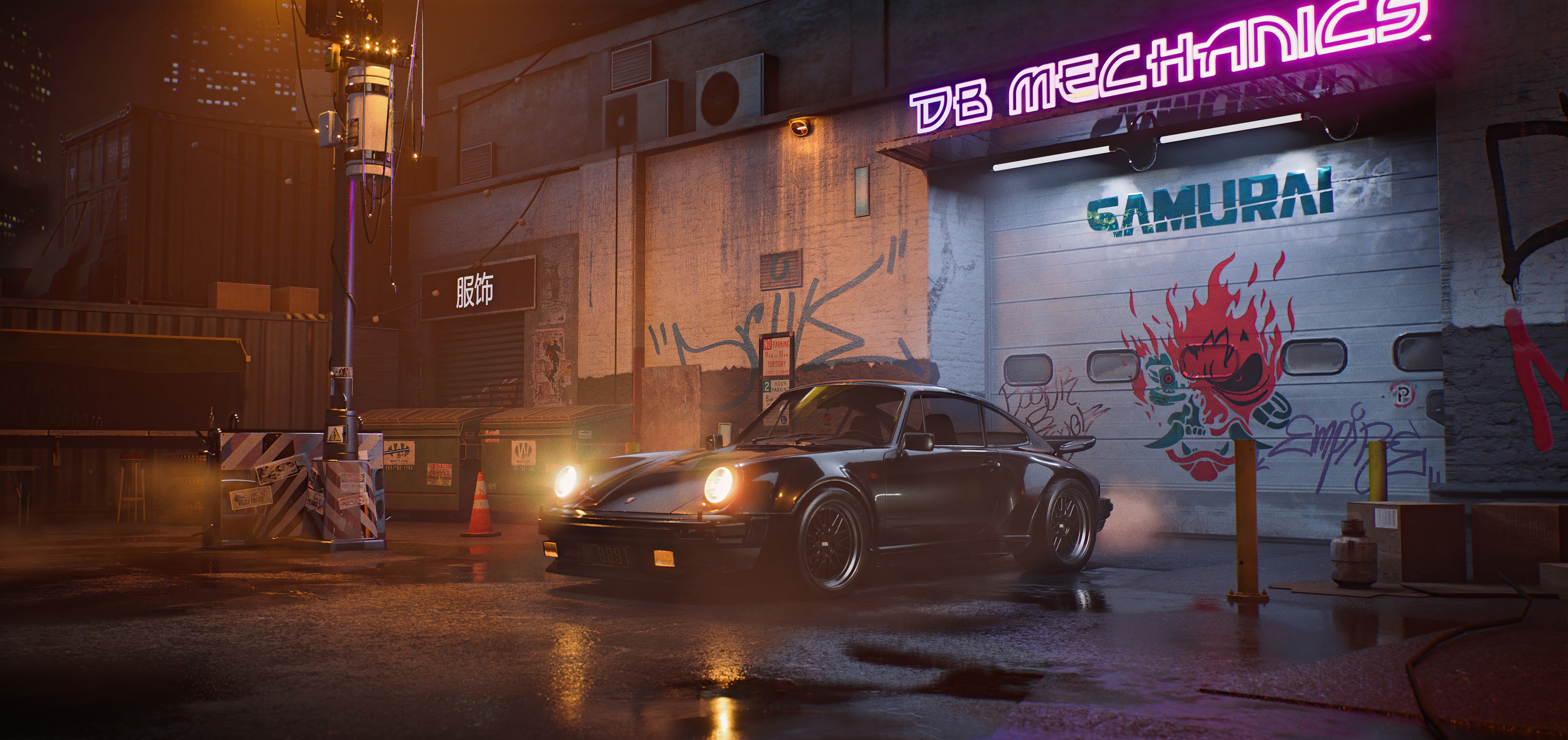 Cyberpunk 2077 Samurai Porsche 911 HD Wallpaper