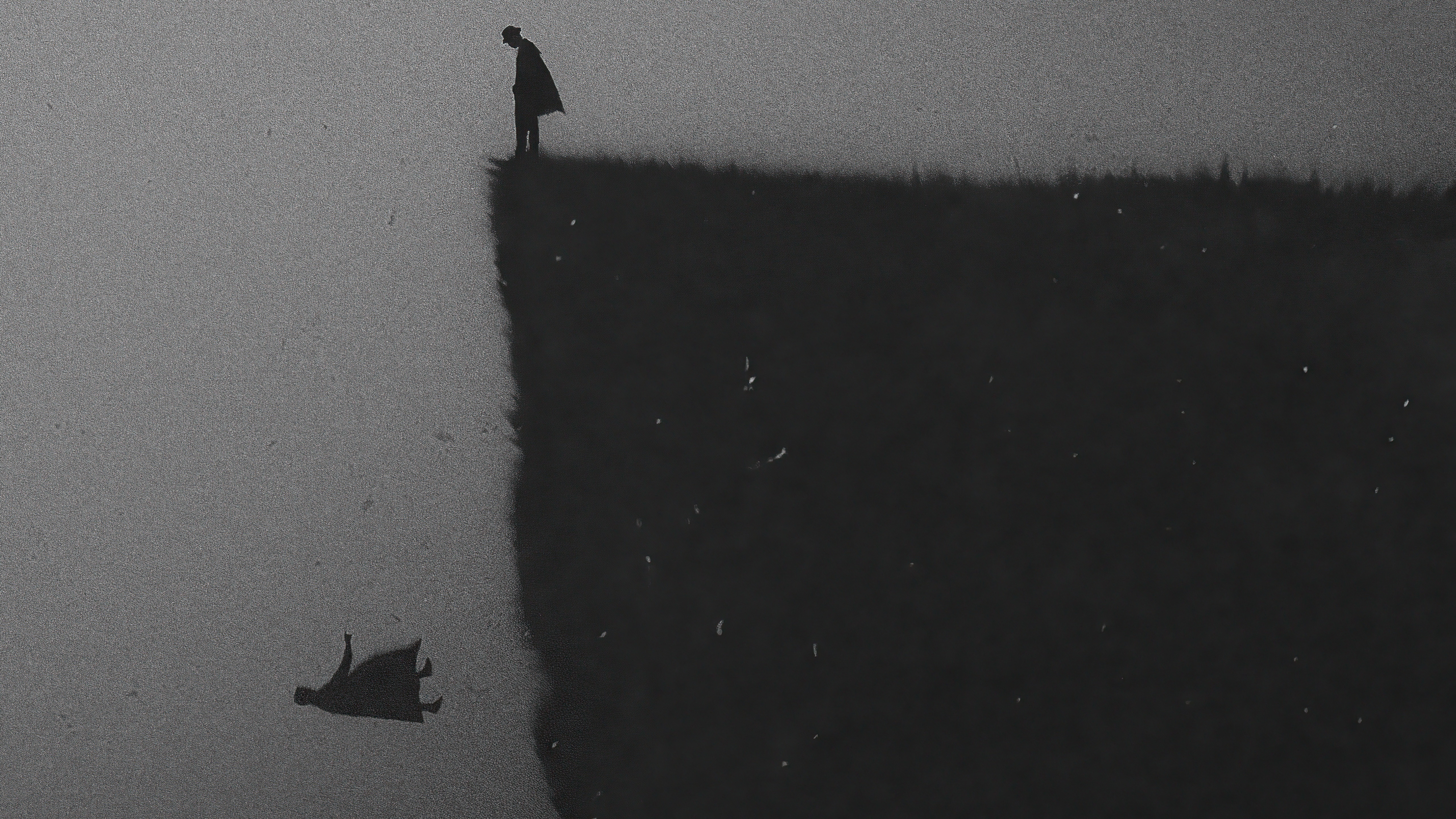 Man on cliff edge with reflection falling HD Wallpaper
