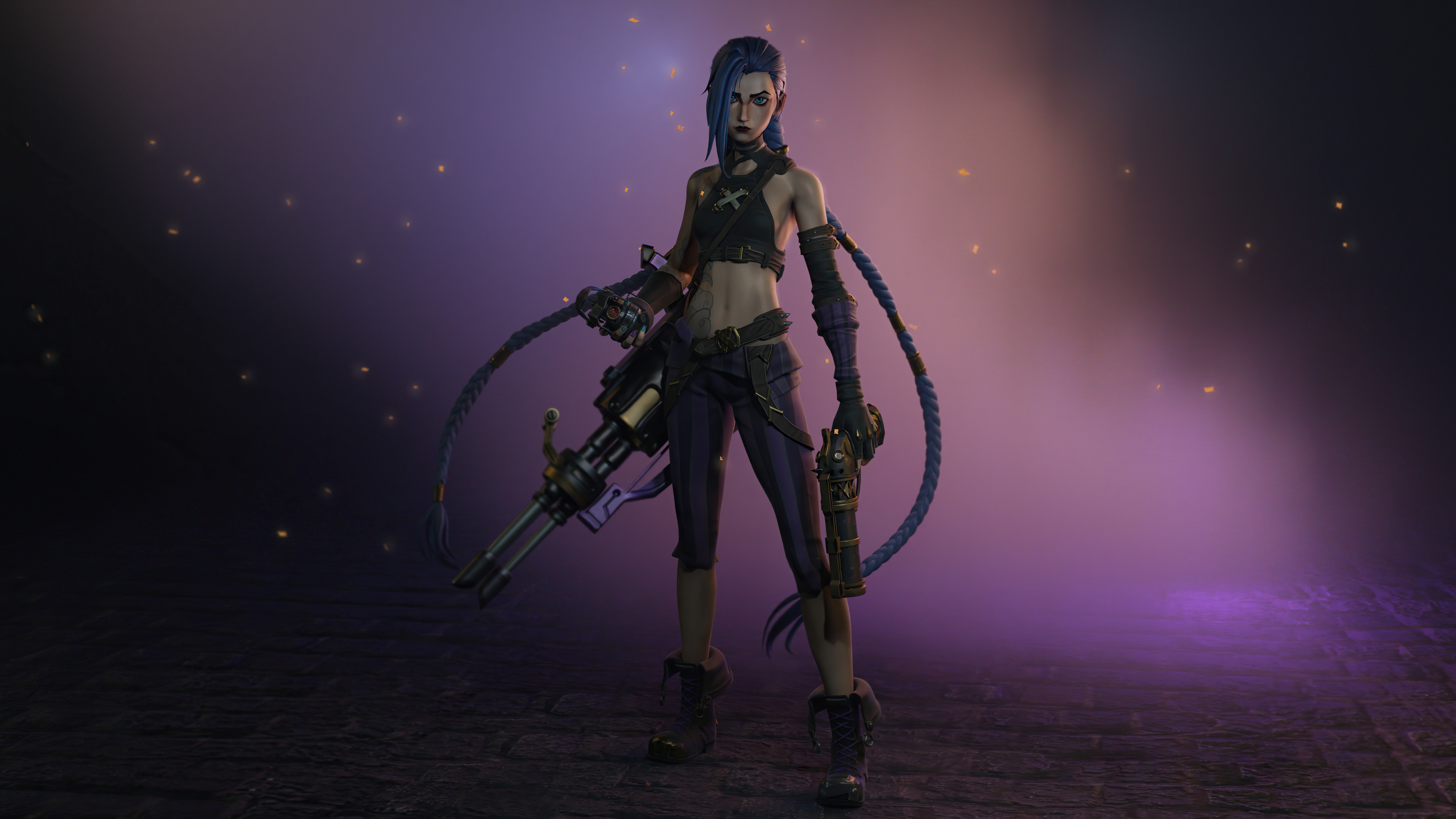 Jinx from League of Legends with guns HD Wallpaper