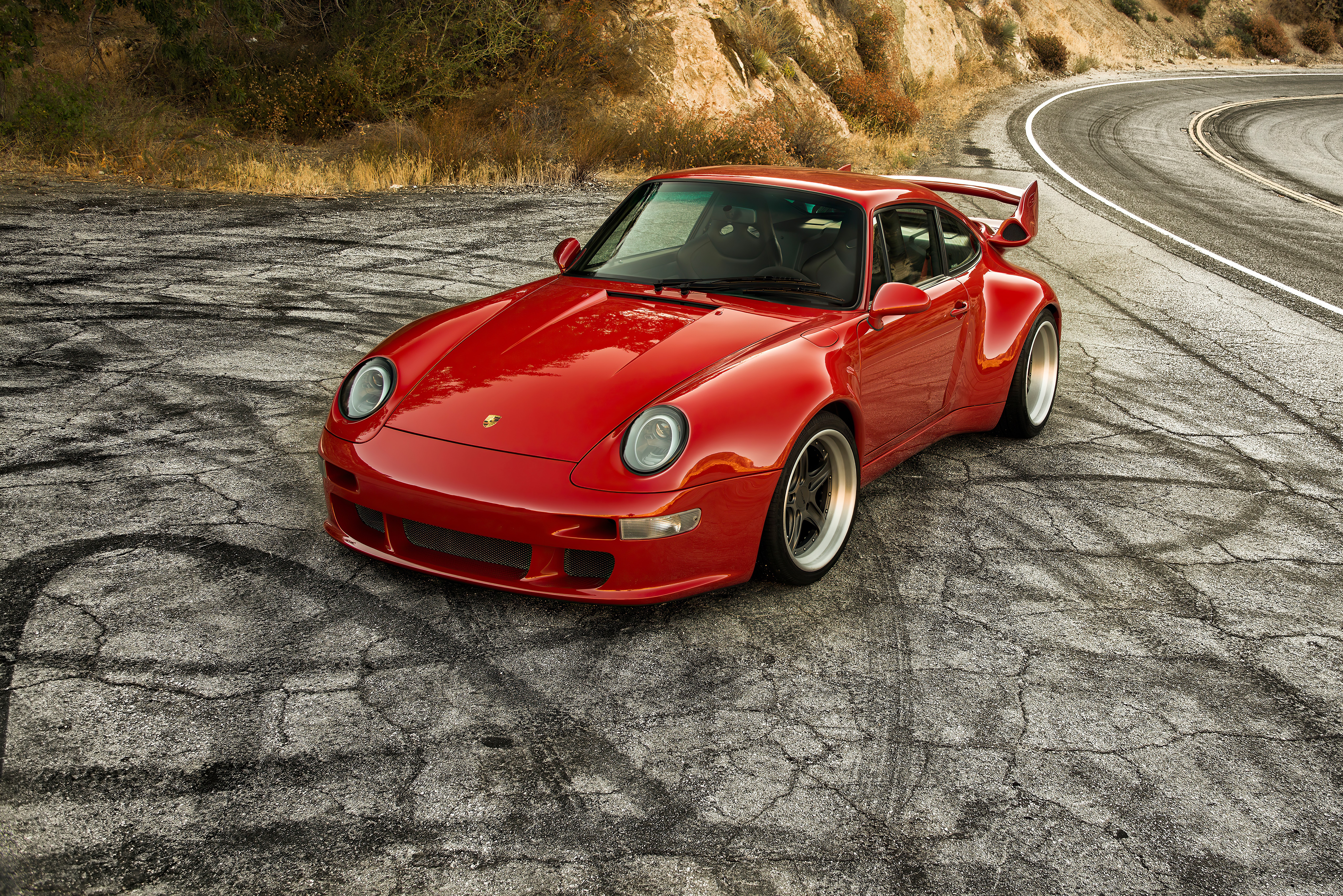 Red Porsche 911 400R on a Winding Road HD Wallpaper