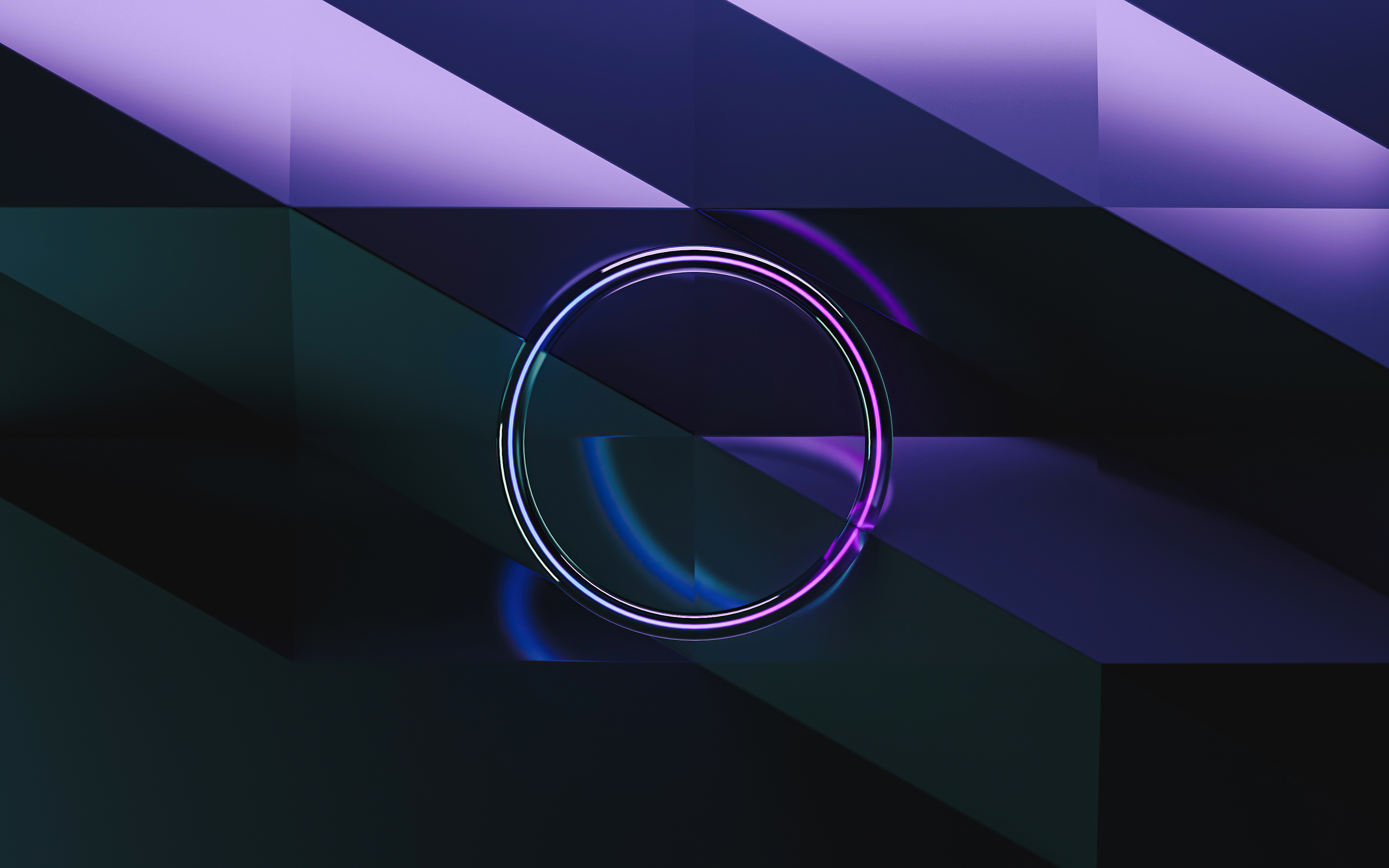 Abstract geometric shapes with neon circle HD Wallpaper